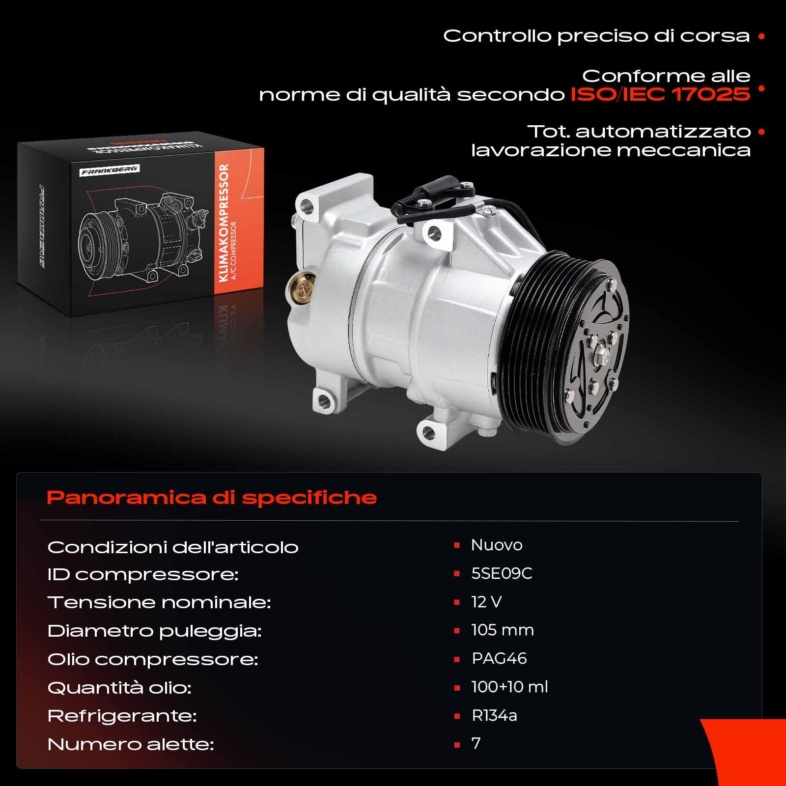 Frankberg Compressore Aria Condizionata Compatibile con Mini R50 R53 One D 1.4L 2003-2006