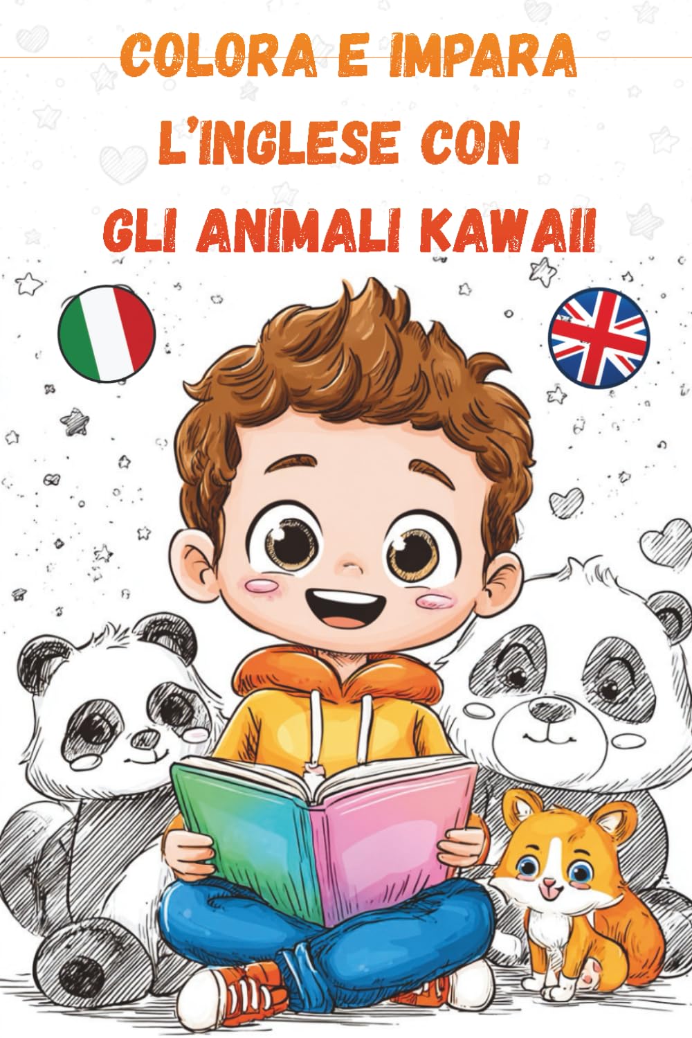 Il mio primo libro da colorare KAWAII: Impara l'inglese mentre colori gli animali.