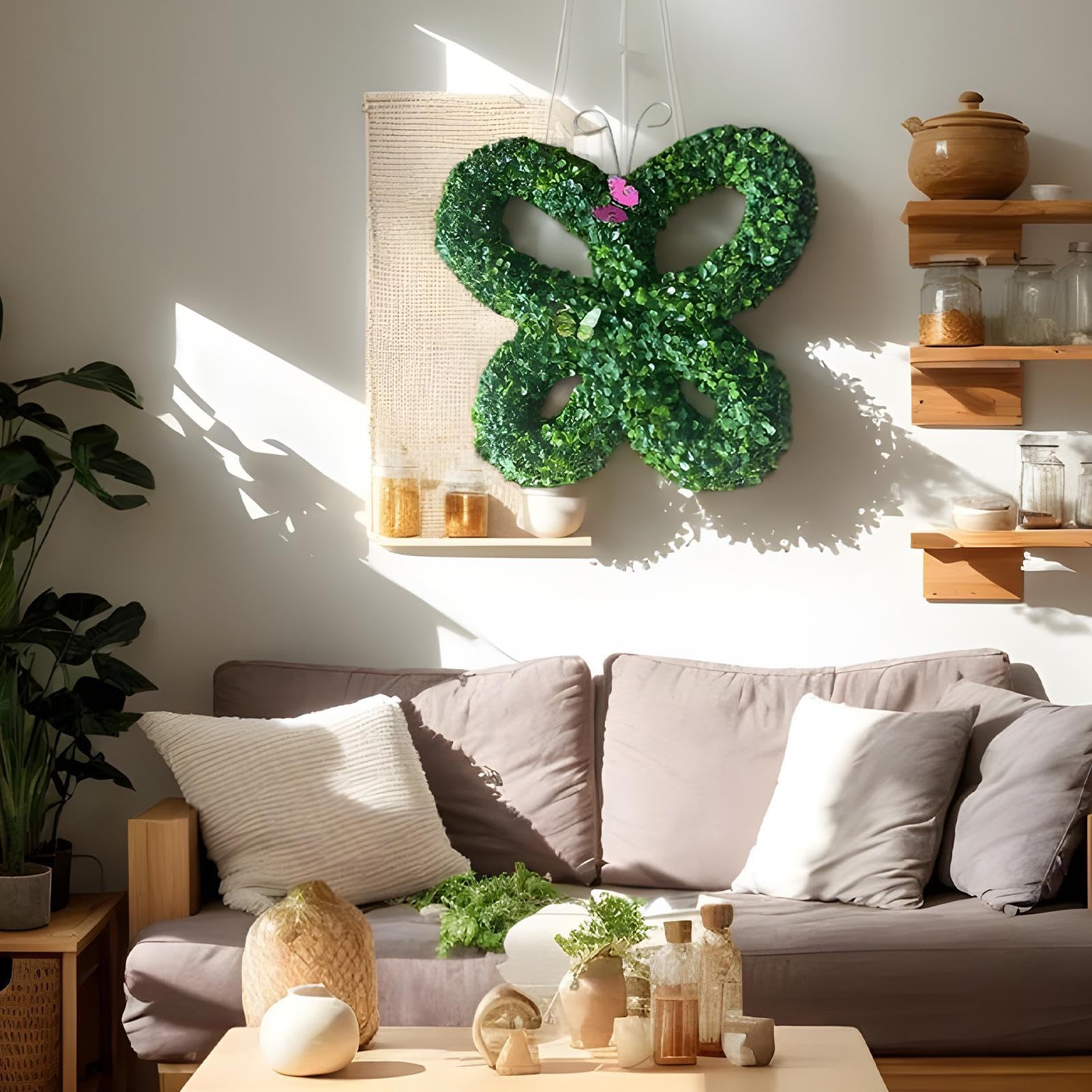 Coronas Verdes para Puerta Principal, Corona de Granja Coronas de Interior | Garland de suministros de con luz LED para entradas, patios, salas de estar