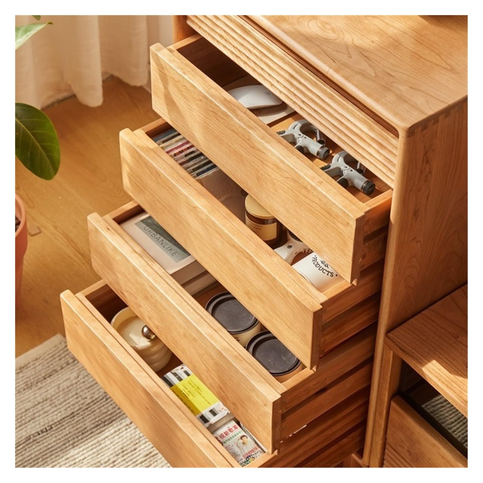 Cassettiera Camera da letto in legno massello Cassettiera a cinque cassetti Soggiorno alto Credenza semplice Piccolo mobiletto for la casa Cassettiera 5 cassetti