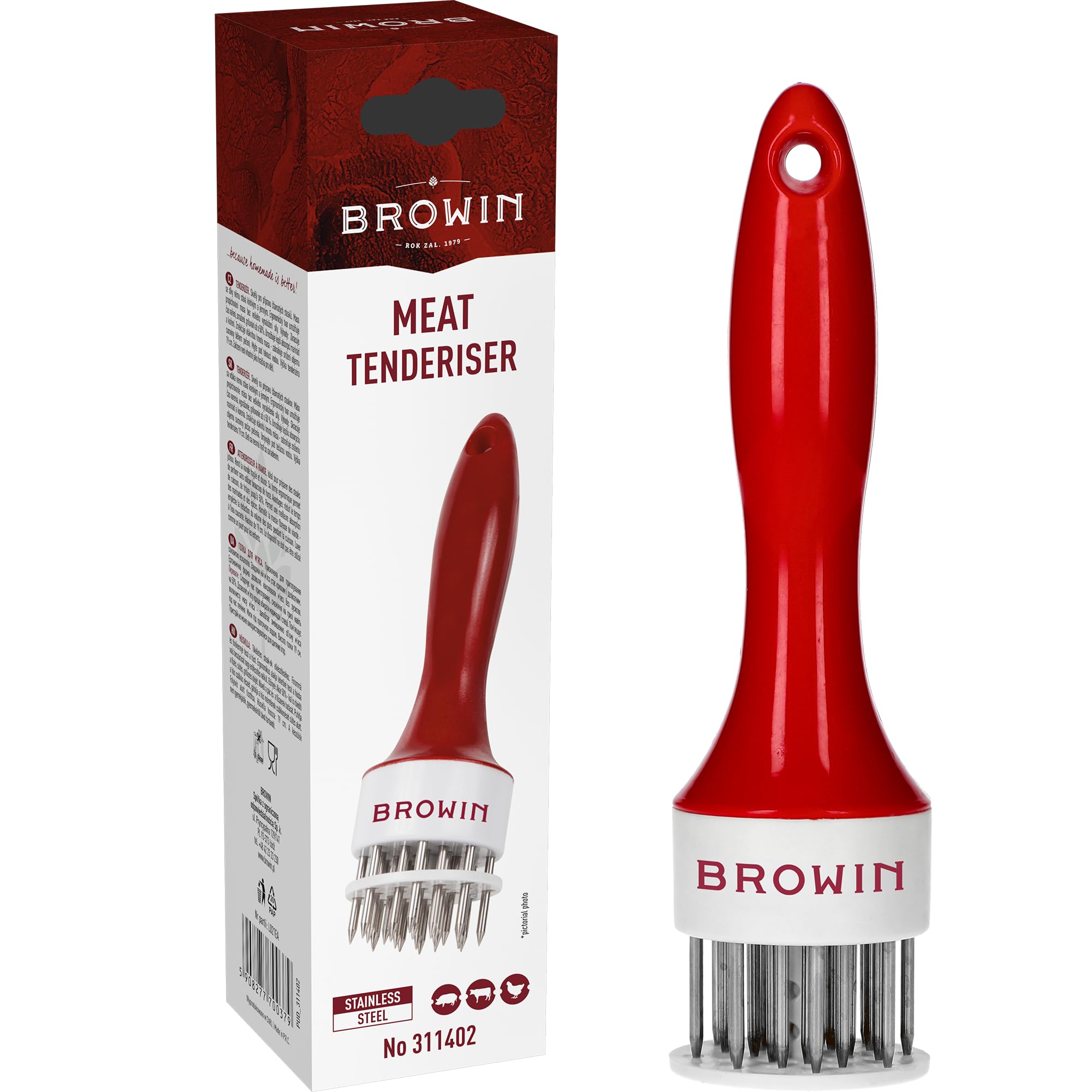 MultiDepot Browin 311402 Meat Tenderiser, Stainless Steel, for Cooking Cooked, Roasted and Grilled Meat