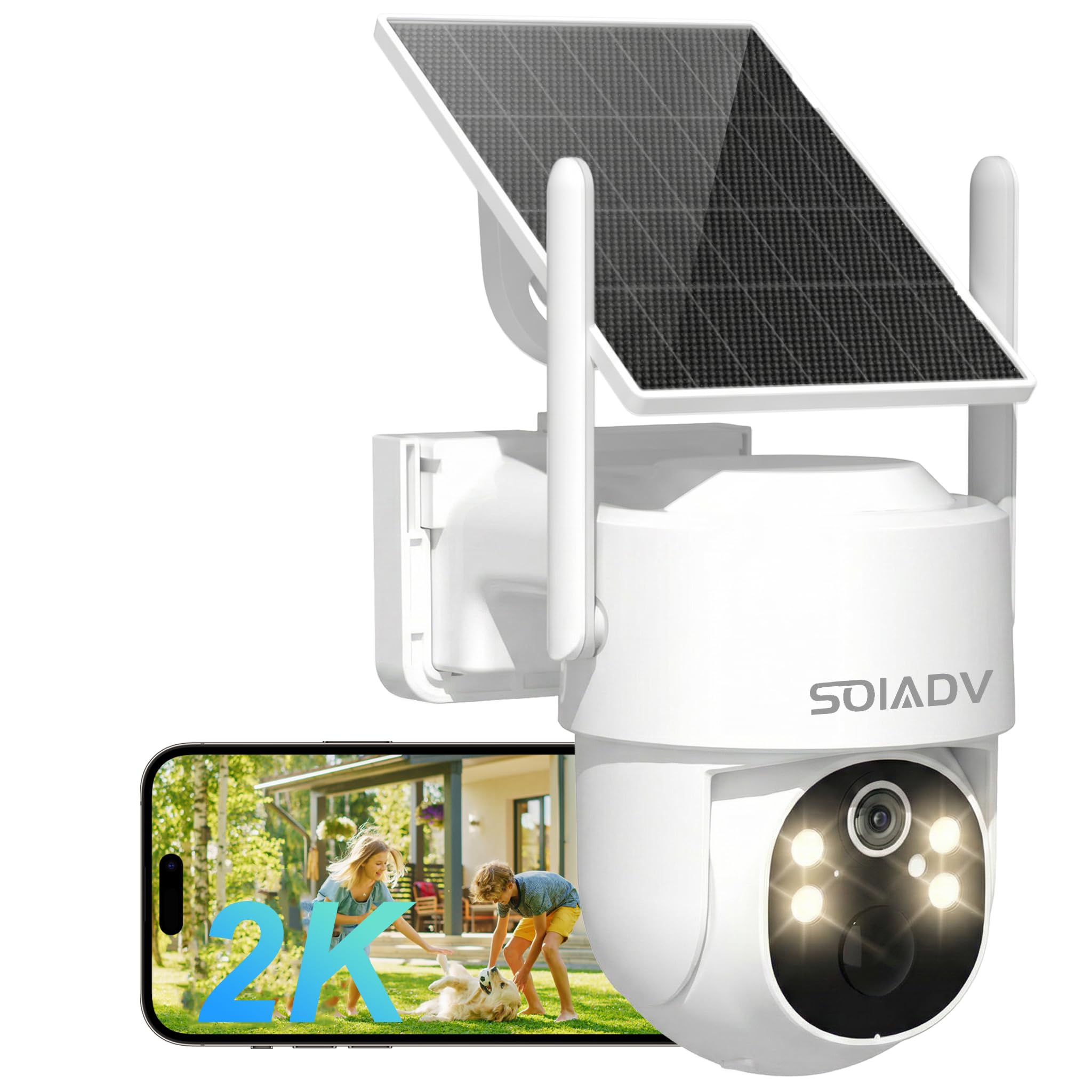 SOIADV 2K Cameras for Home Security-2.4G WiFi Outdoor Camera Wireless Solar/Battery Powered with Solar Panel, 360° Viewing, AI Human Detection, Color Night Vision, with SD Storage, Two-Way Talk-picture-30