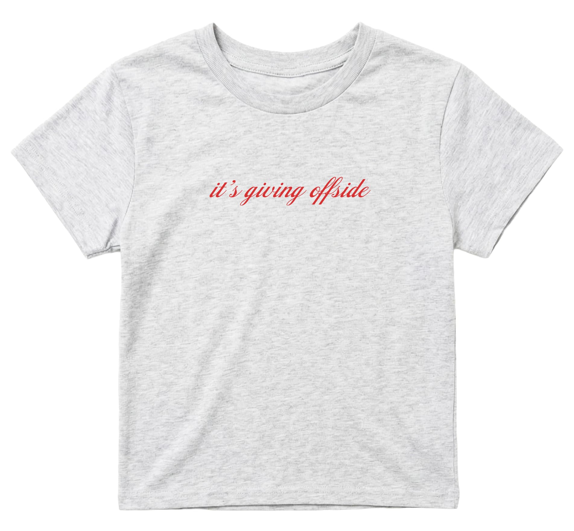Sanfran Clothing It's Giving Offside Baby Tee T-Shirt Top World Football Shirt England Scotland Country Team 2026 Soccer Womens Flag Varsity Shirt Ash (Red Text) - Medium