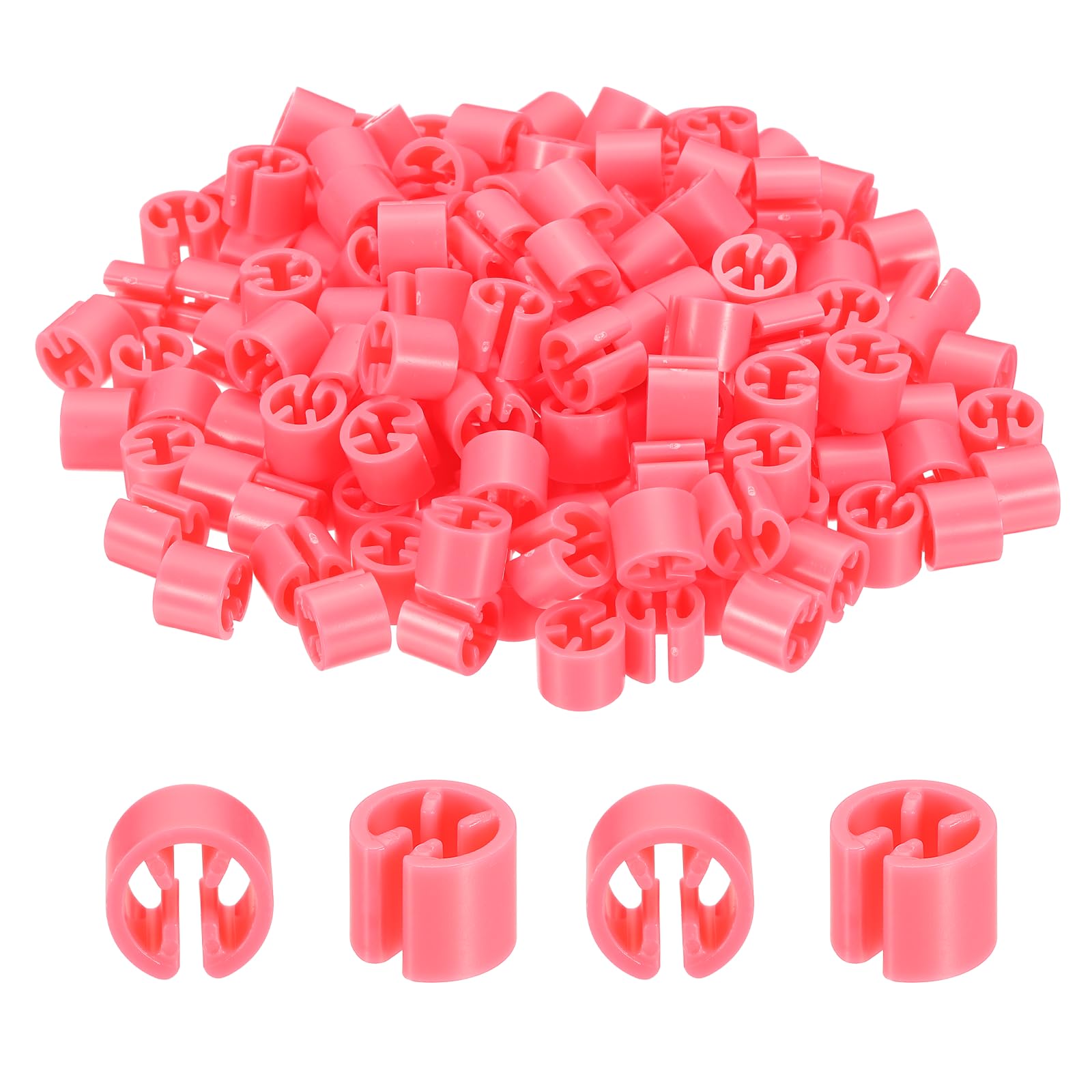 PATIKIL Clothes Hanger Marker Blank, 150 Pcs Plastic Clothing Colored Tag Buckle for DIY Snap Labels Garment Color Coding, Pink