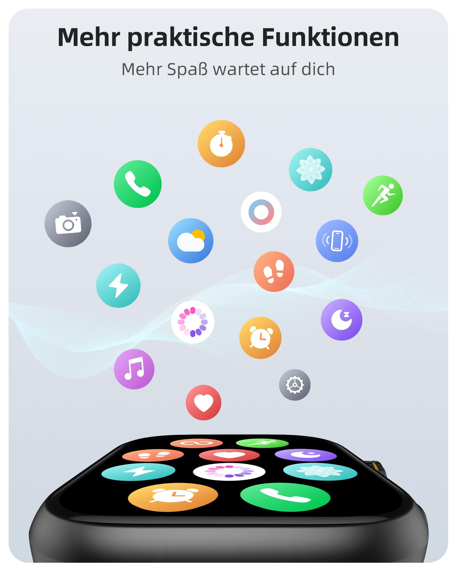 Parsonver Smartwatch mit Eingebautes GPS, 30M Schwimmend Wasserdicht | Fitnessuhr mit Bluetooth Telefonfunktion, Fitness Watch mit 100+ Sportmodi, Herzfrequenz, Schlafen, für Android/iOS, Schwarz