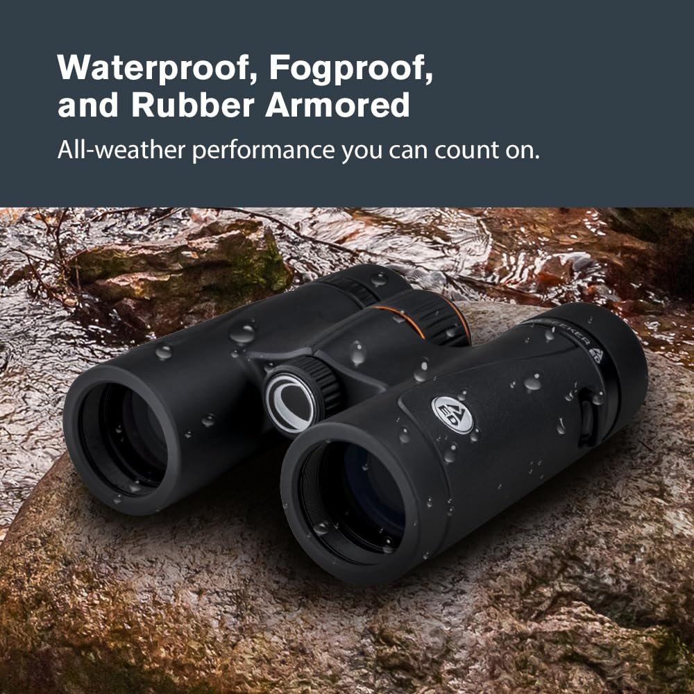 Celestron 71401 TrailSeeker Ed 8 x 32 Roof Prism Binocular, Fully Broadband Multi-Coated Lens, BaK-4 Prism Glass - Black