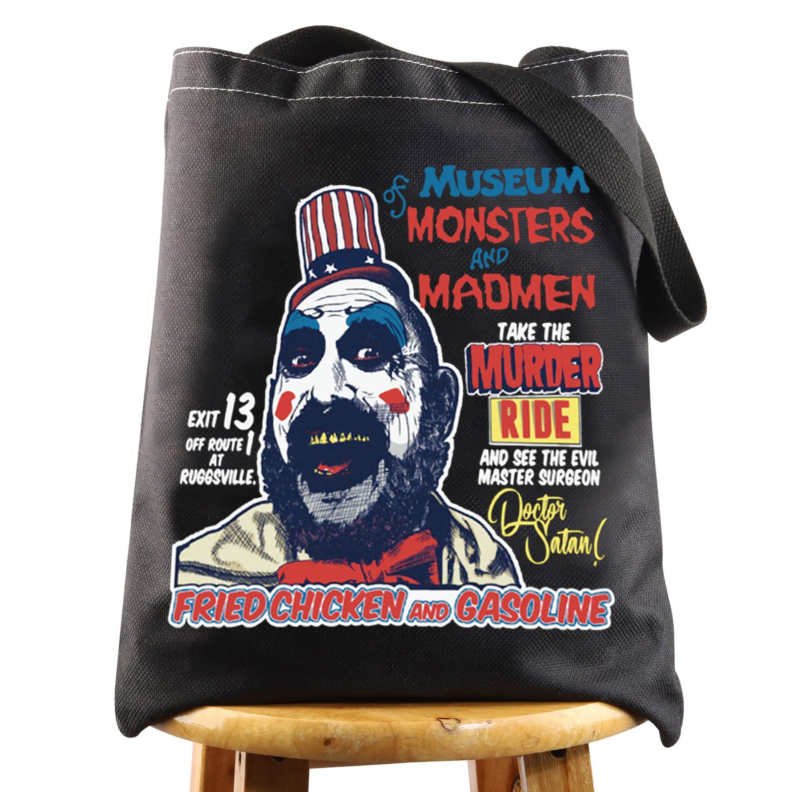 WZMPA Captain Spaulding Tote Bag Horror Movie Fans Gift Museum Monsters Reusable Grocery Bag Spaulding Merchandise