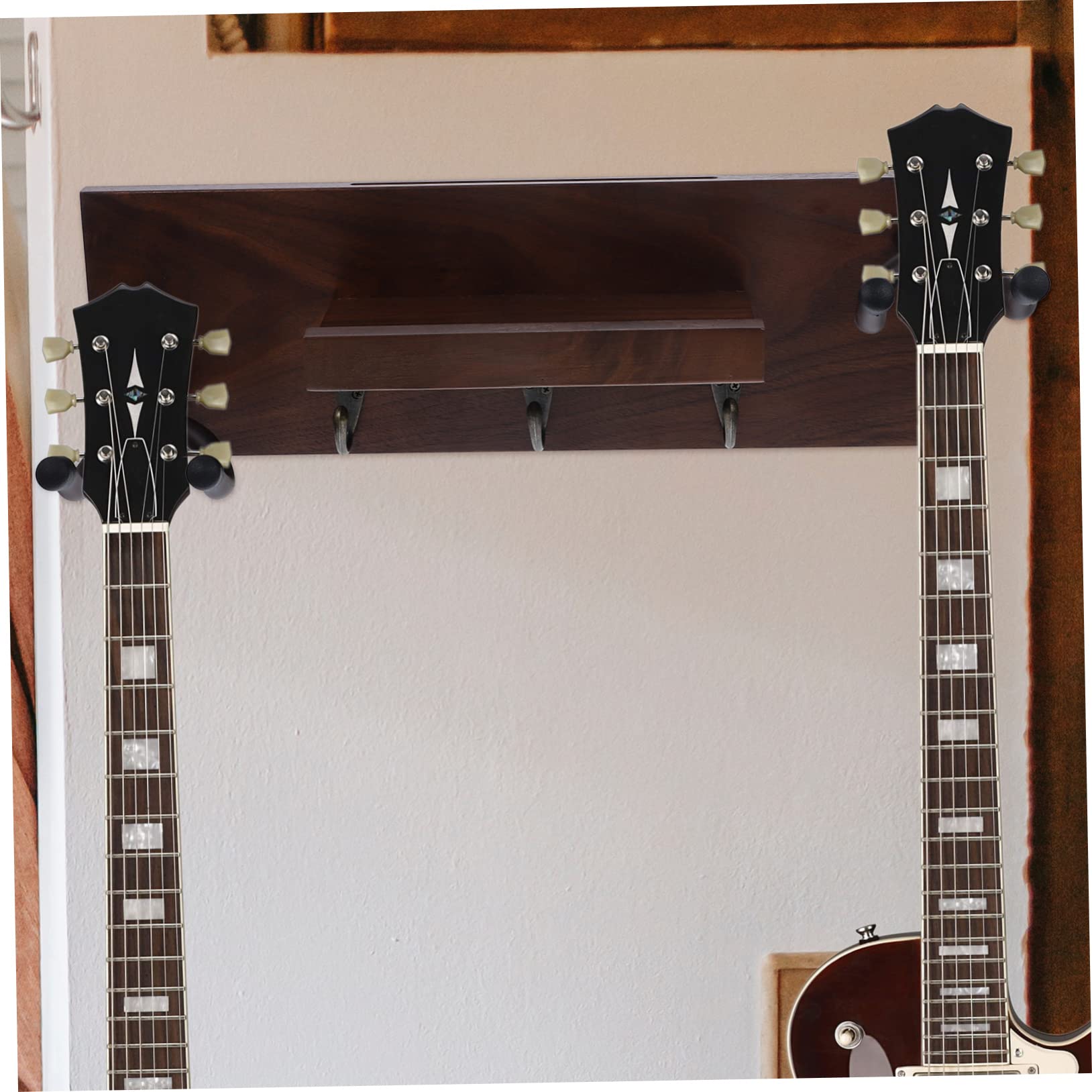 BESPORTBLE Appendi Chitarra da Muro 4 in 1 Supporto per Chitarra | Legno e Metallo, per Chitarra Elettrica e Acustica, Assemblaggio Semplice