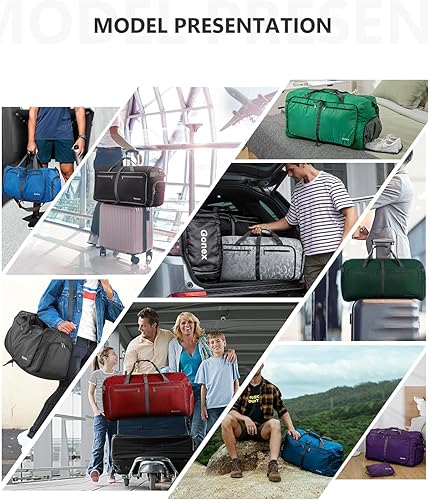 Miniatura 10 de Gonex Bolsa de viaje plegable grande de 40 L, 60 L, 80 L, 100 L, 150 L, con compartimento para zapatos, plegable, ligera, repelente al agua, bolsa