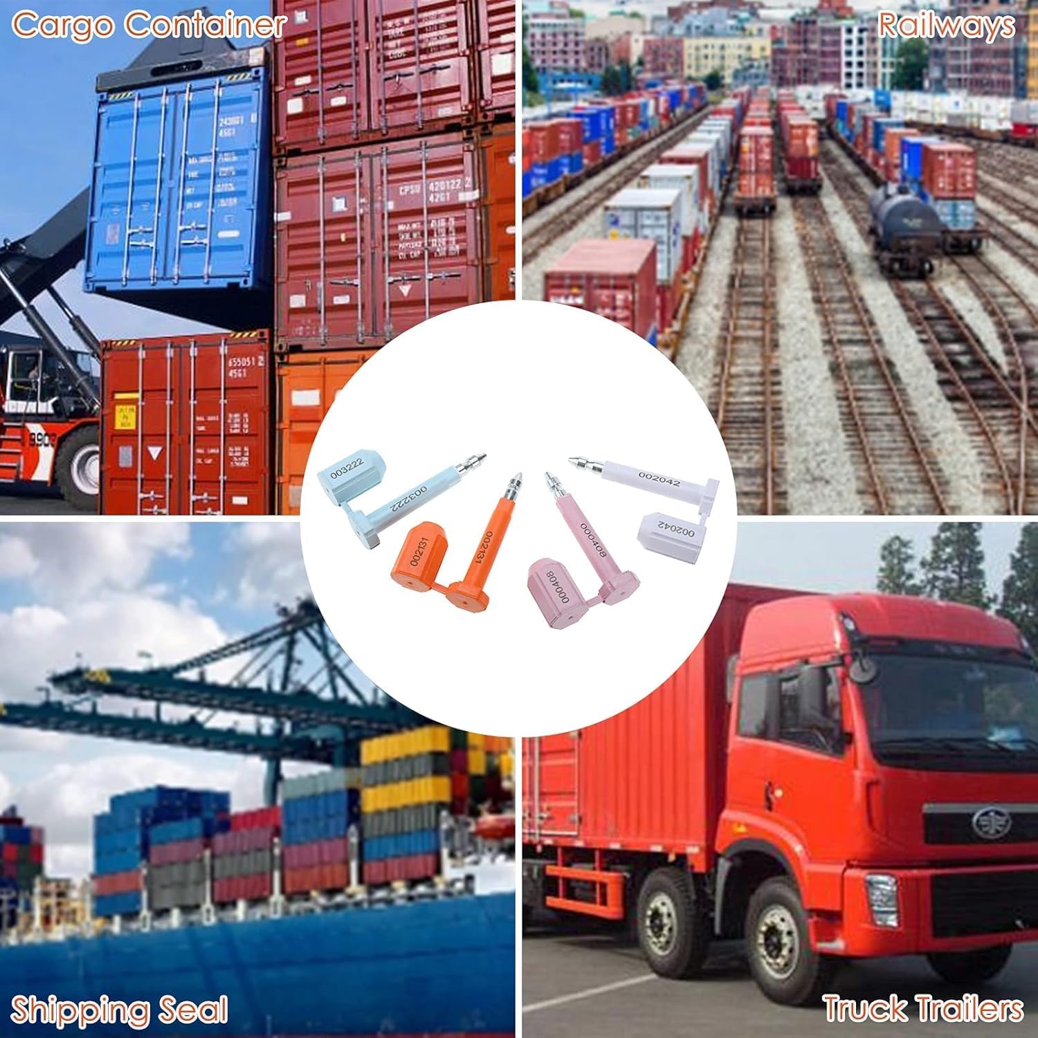 Amarine Made Bolt Seals (100PCS) Shipping Seal with Print Progressive Serial Numbering, Disposable One-Time Use Barrier Seals for Cargo Containers, Truck Trailers, Cargo Shipping Containers (Orange)
