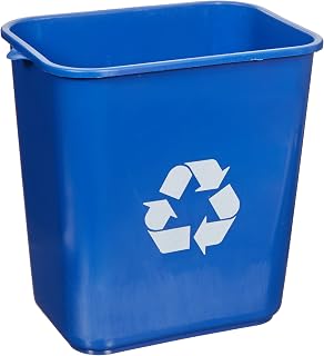 Impact Soft-Sided Recycle Logo Plastic Wastebasket, 28 qt, Polyethylene, Blue