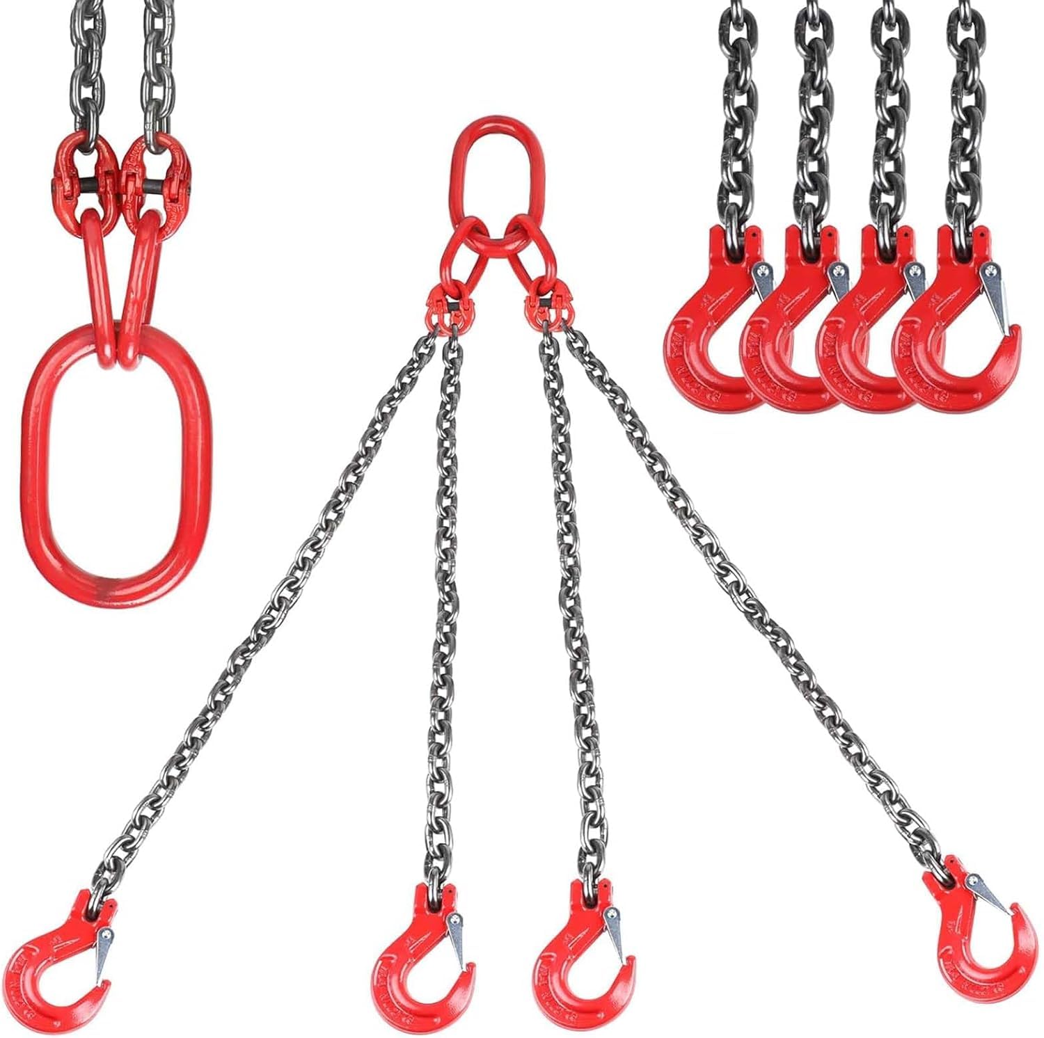 Gamba quadrupla for imbracatura a catena con ganci e regolatori Catene for imbracatura di sollevamento con capacità di 4 tonnellate(100CM)