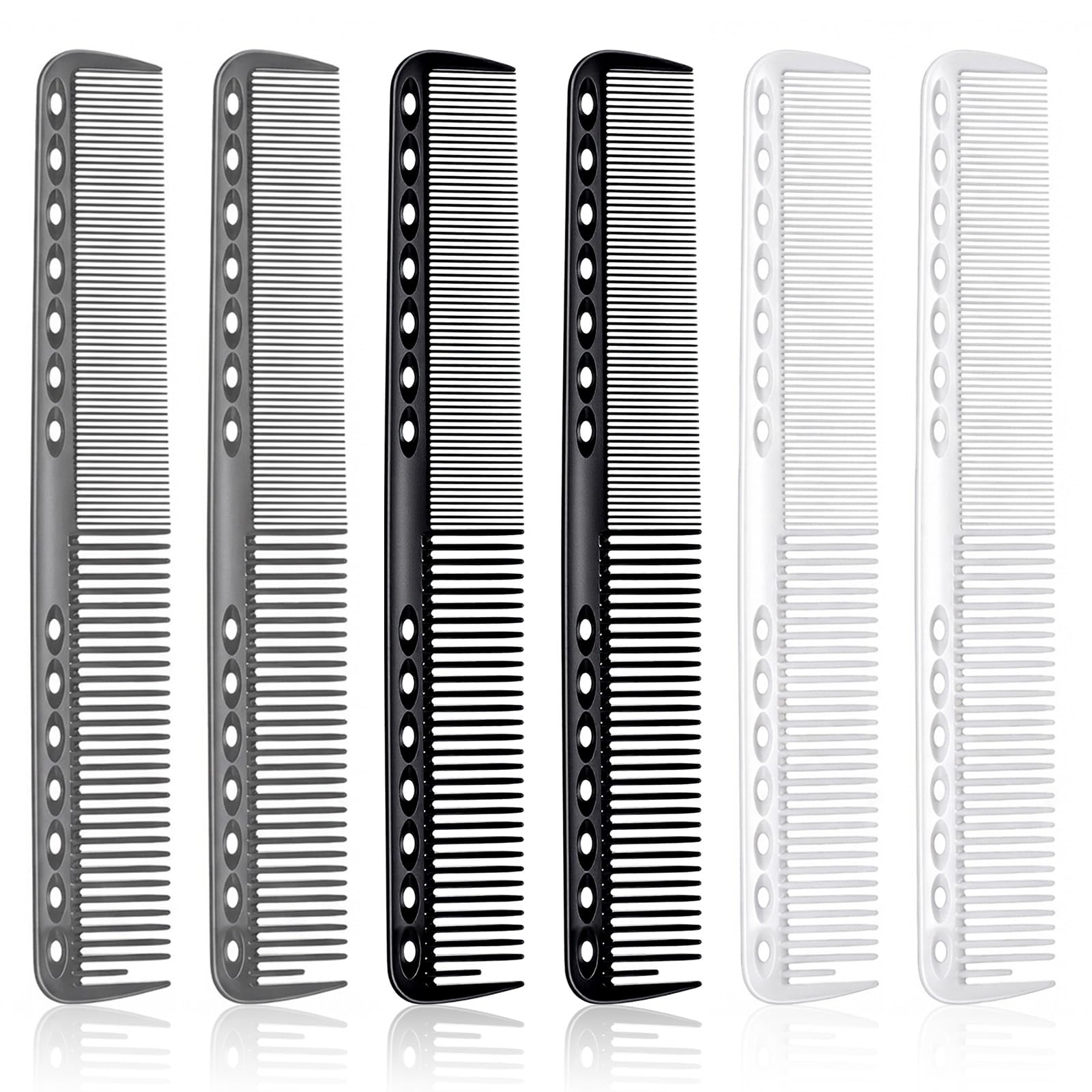 Carbon Fiber Cutting Comb, Professional Carbon Fine Cutting Comb Heat Resistant Barber Combs StylingComb for Fine Wide Tooth, Heat Resistant Carbons Fiber Salon Hairdressing Combs, Black, Grey, White