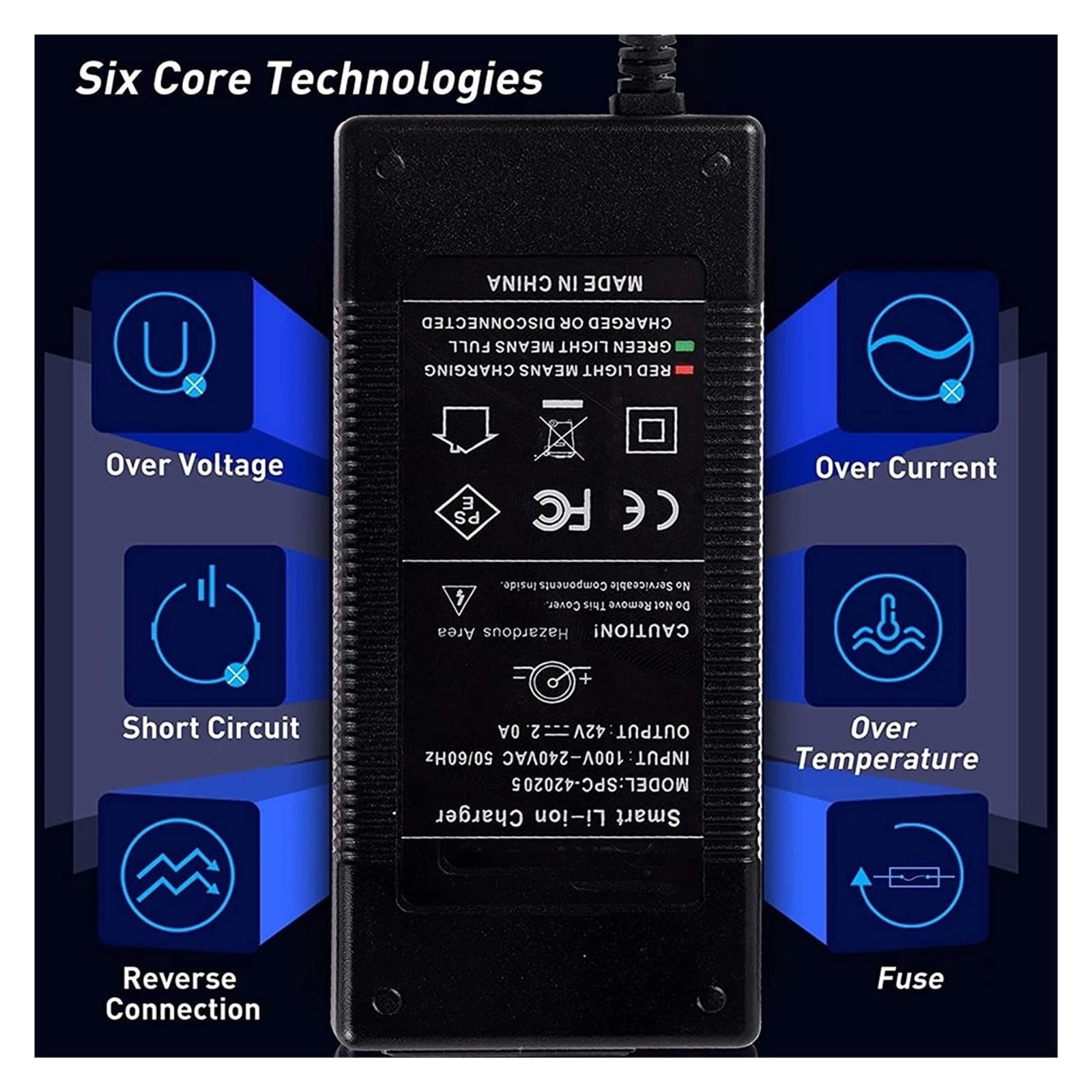 Caricabatterie 42V 2A, Compatibile con isinwheel, S9 PRO S9 Max, i9/i9 Pro/1S, Compatibile con Rival,(42V 5A,AU Plug)
