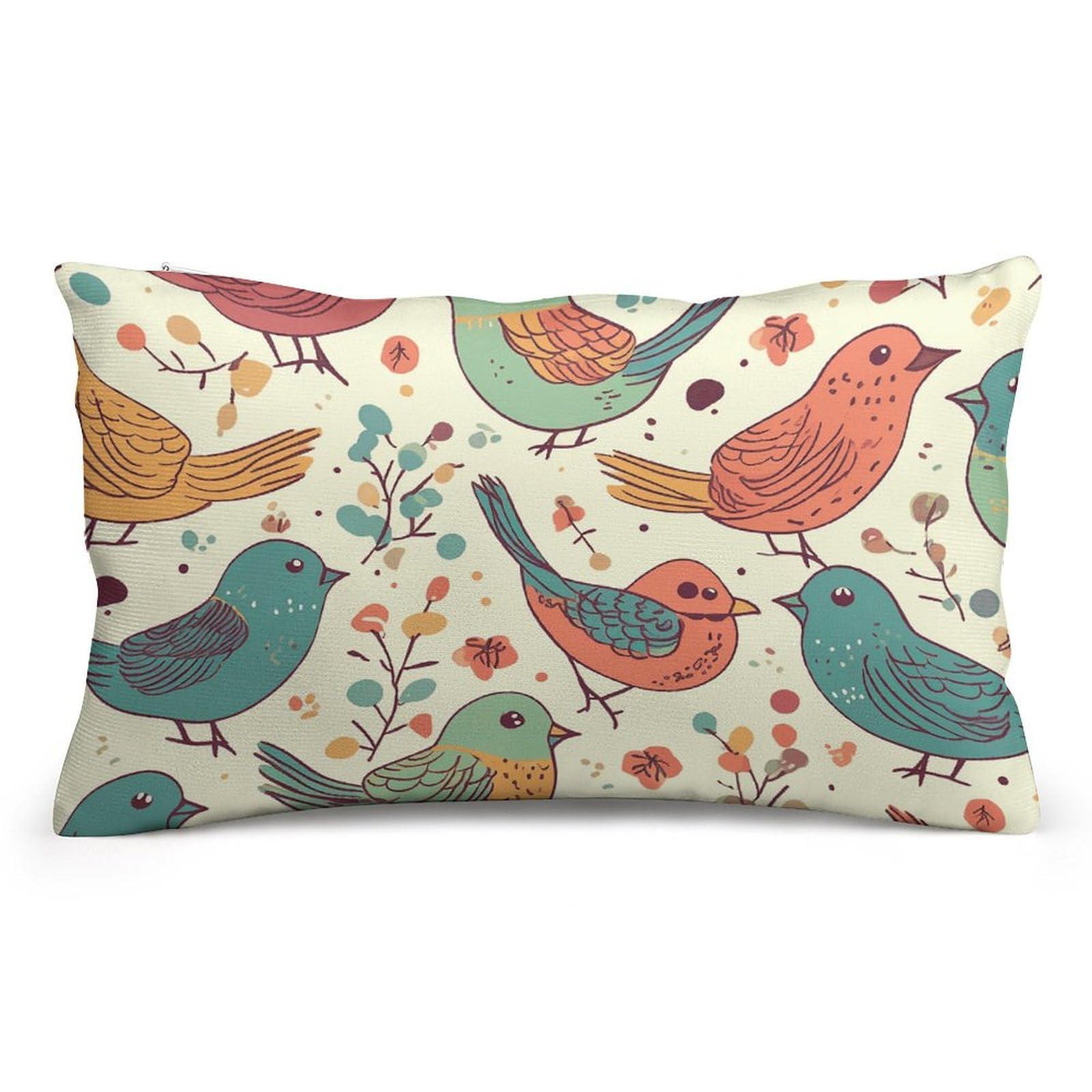 Velvet Pillowcases Standard Size 8"x12", Ultra Soft Breathable Pillow Cases for Bed, Luxury Cozy Fuzzy Pillow Shams, Lumbar Pillow Cover, Bird Cute Cushion Case Home Decor