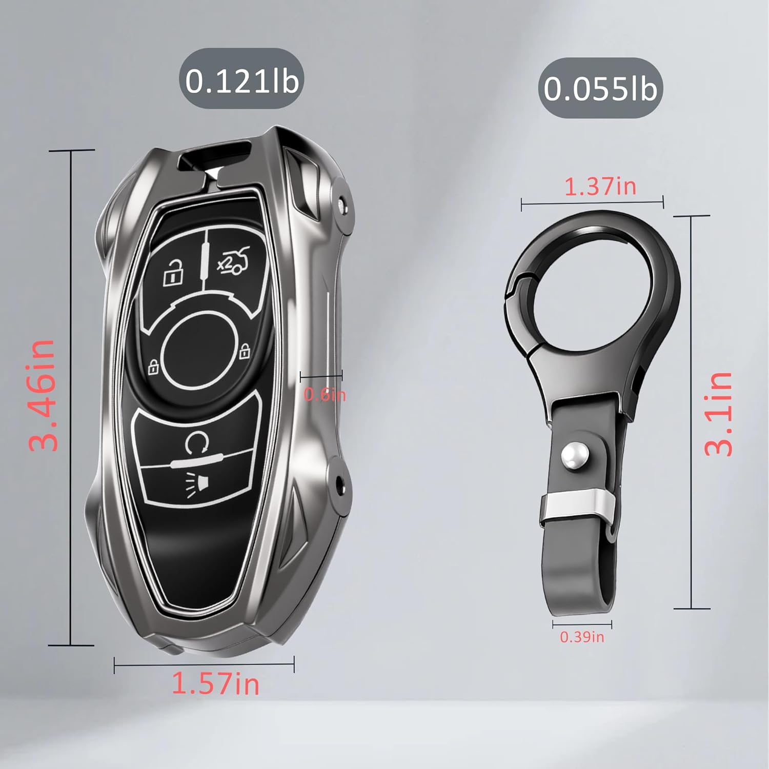 Heavy Zinc Alloy Metal Key Fob Cover Compatible with Buick Enclave Encore Envision GL8 Lacrosse Regal Verano