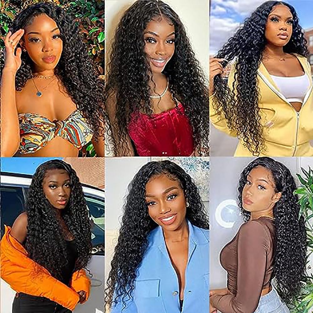 Human Hair Bundles Curly Wave Extensiones De Cabello Negro Extensiones de pelo Humano Natural Black Double Weft 1 Bundle Unprocessed Virgin Remy Hair for Women for Women 32 Inches