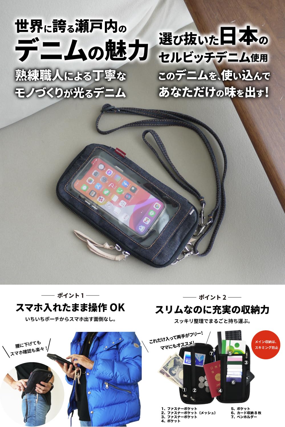 Amazon.co.jp: NeedNetwork スマホポーチ 入れたまま操作 日本が誇る