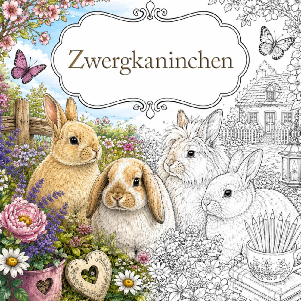 Zwergkaninchen Malbuch: Niedliche Zwergkaninchen zum Ausmalen – Entspannung und Freude für Groß und Klein