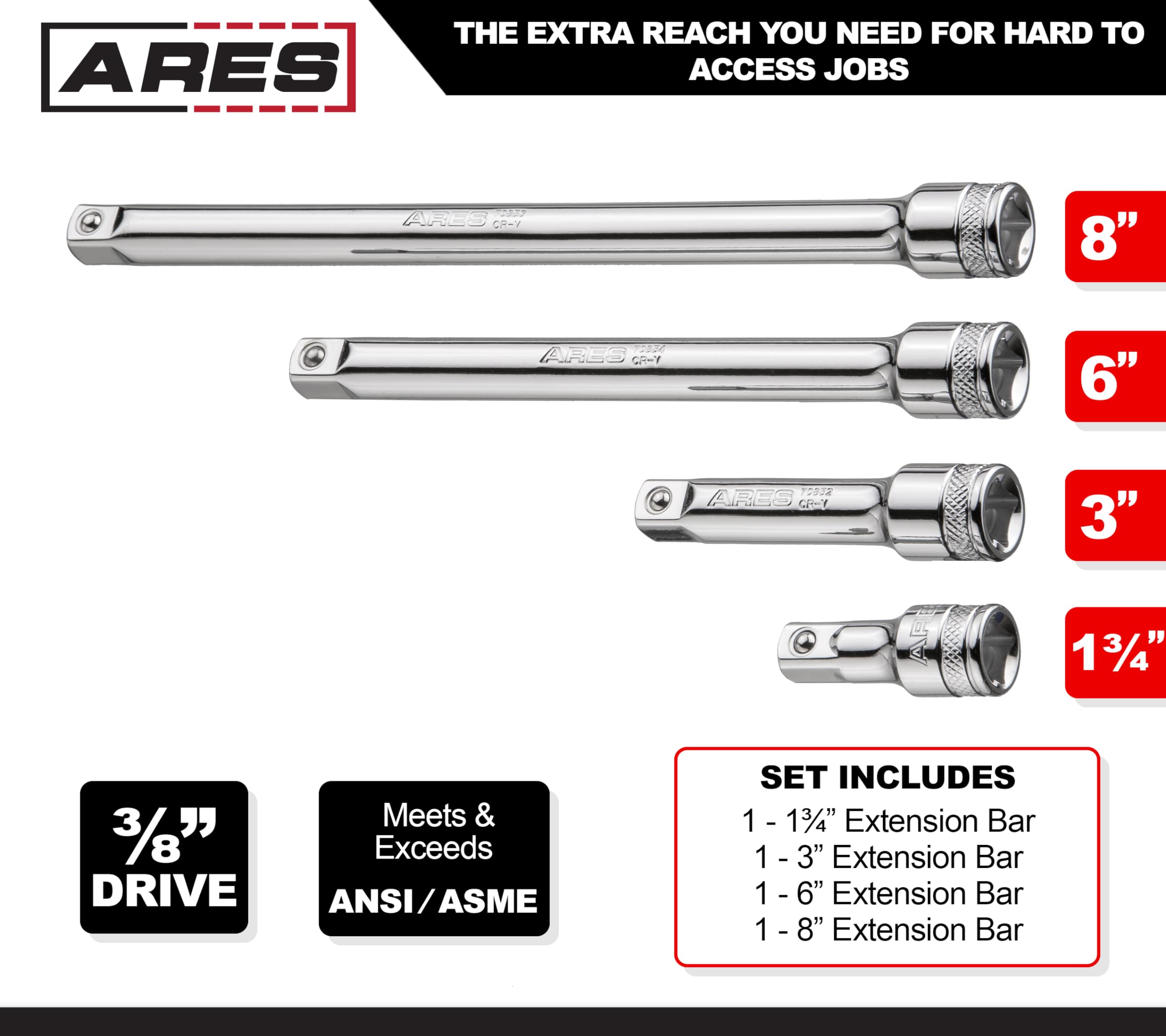 Amazon.com: ARES 70244-4-Piece 3/8-Inch Drive Socket Extension Set