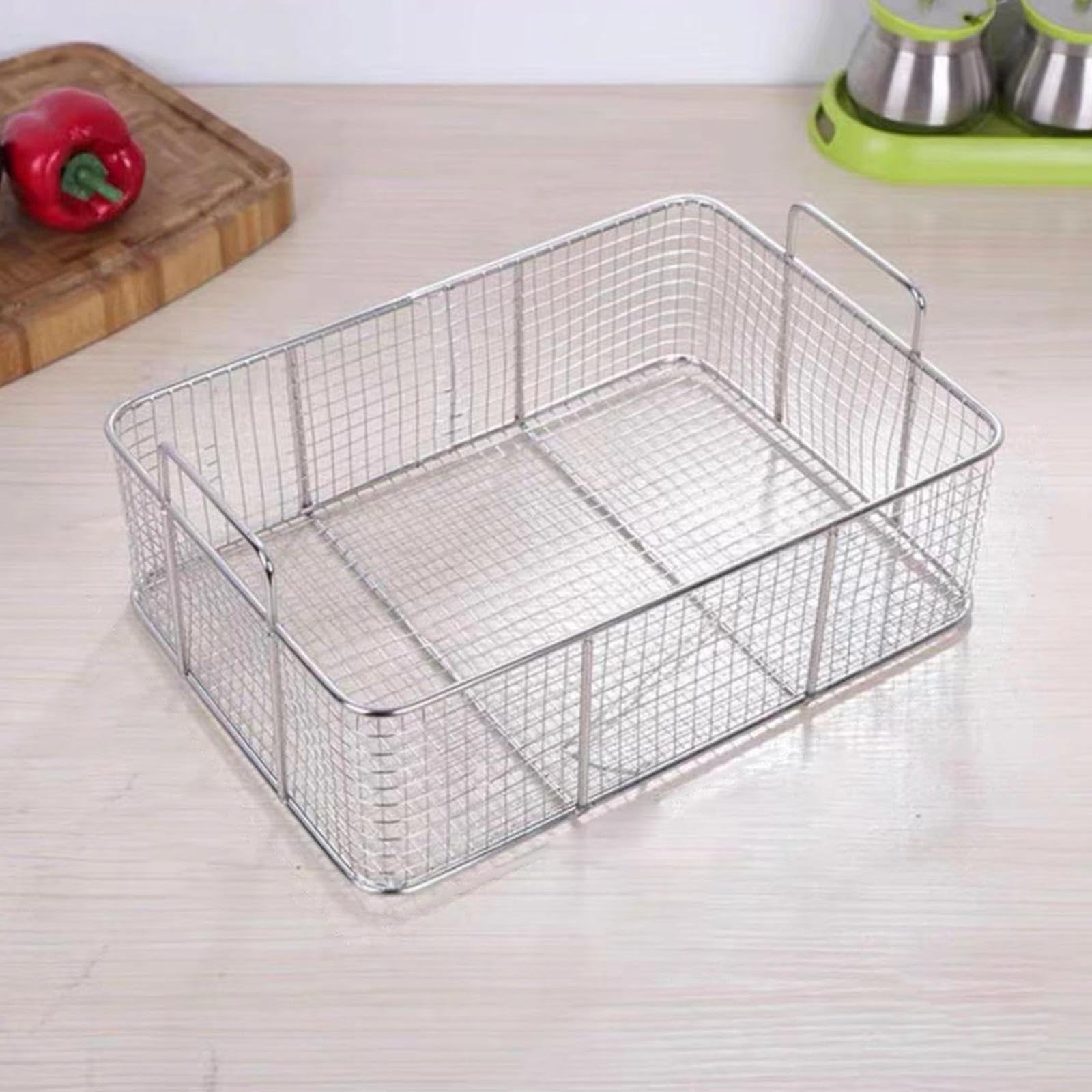 Cesta Coladora de Acero Inoxidable para Freír, Utensilio de Cocina con para Aceite Y Agua Caliente, Apta para Uso Comercial Y Doméstico.