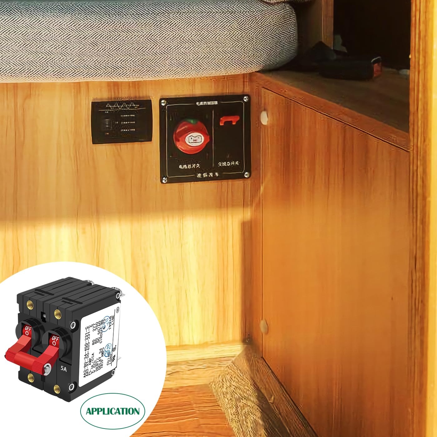 A-Series Red Toggle AC/DC Double Pole 5A Boat Magnetic Circuit Breaker - 5 Amp Protects Low Power Devices for Yachts, Motorhomes, Campers and Caravans