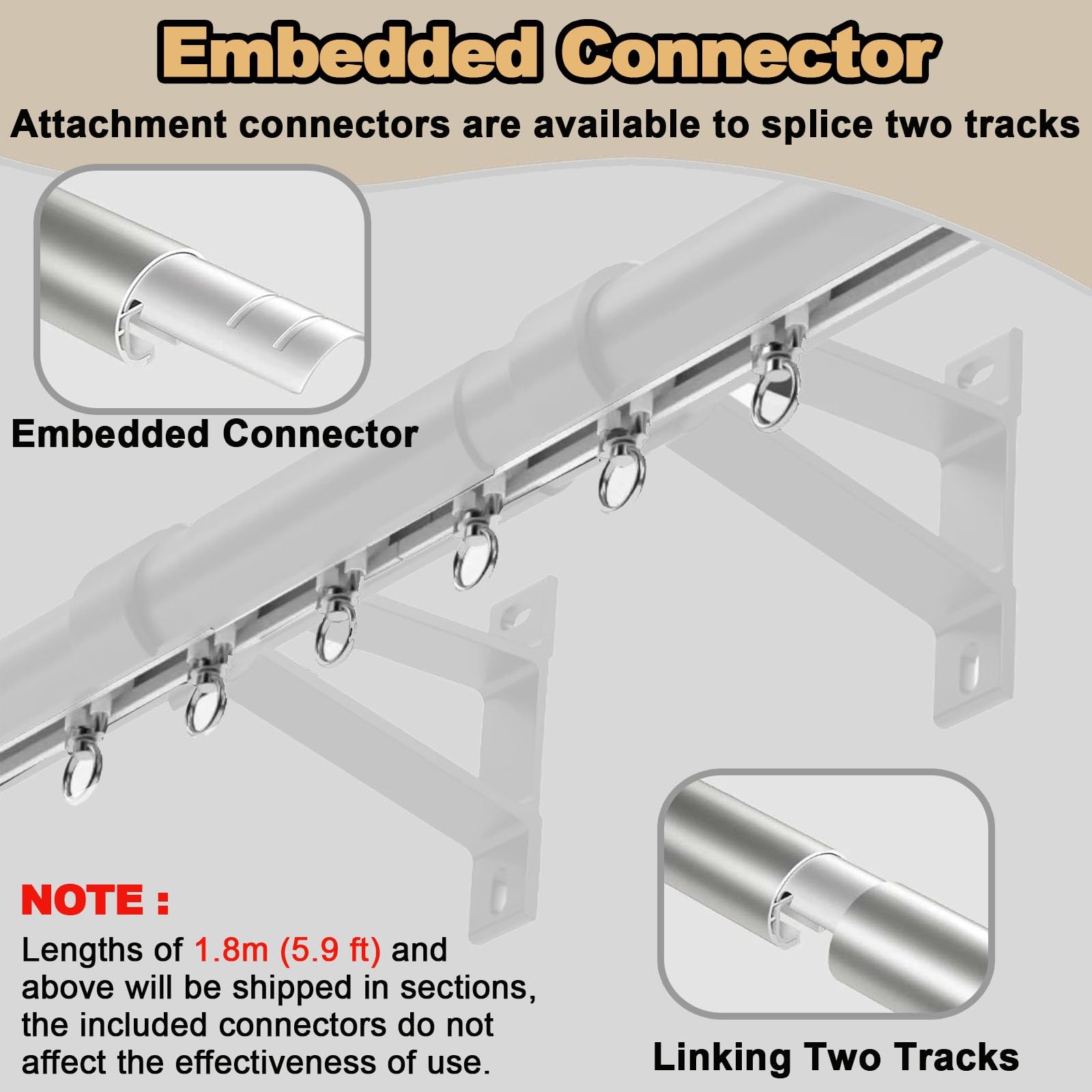 Verstellbare Aluminium-Gardinenstangen Traverse Track für Vorhänge & Vorhänge, Wandmontage, Schwarz/Weiß, 1-8 m, ideal für Raumteiler & Wohnkultur, langlebige und stilvolle Lösung