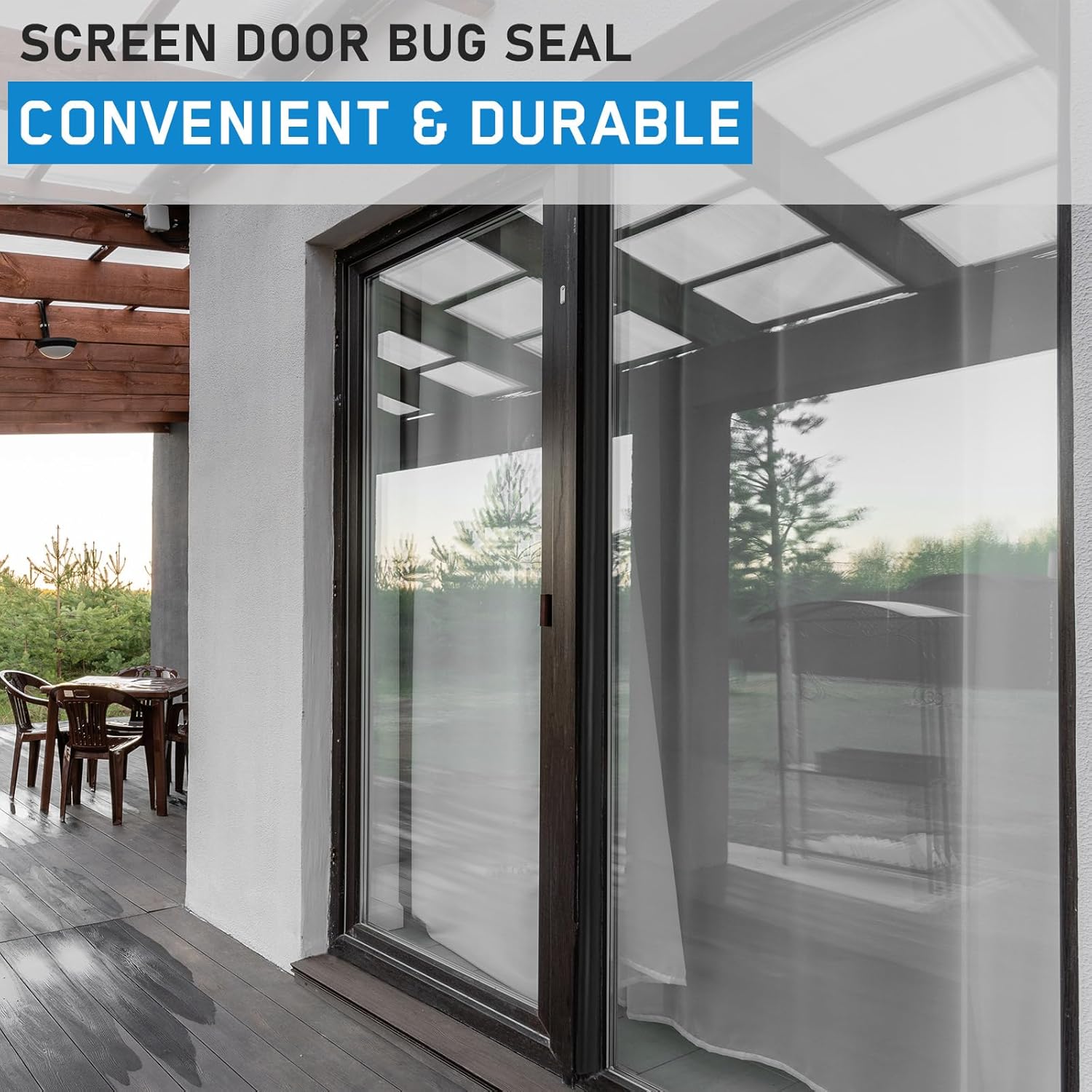 Pushglossy 28 ft Vinyl Sliding Screen Door Bug Seal Strip Adjustable Width 3/4" to 1-3/8" Bug Strip Screen Door Weather Stripping Side Insect Draft Stopper Seal for Window Patio Frame Filler(Black)