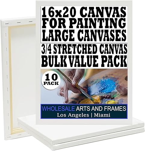 Lienzo de 16 x 20 pulgadas para pintar, paquete a granel, 10 lienzos de arte grandes para pintar. Lienzo blanco estirado de 16 x 20 pulgadas. Arte