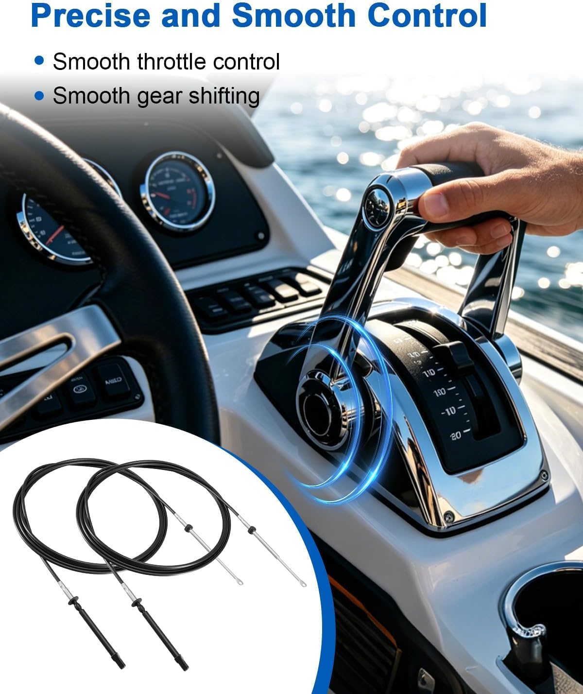 19FT Throttle Shift Cable Fit for Johnson Evinrude BRP OMC | Replace 0173119, 2PCS Marine Engine Control Cables, Compatible with Outboard Systems