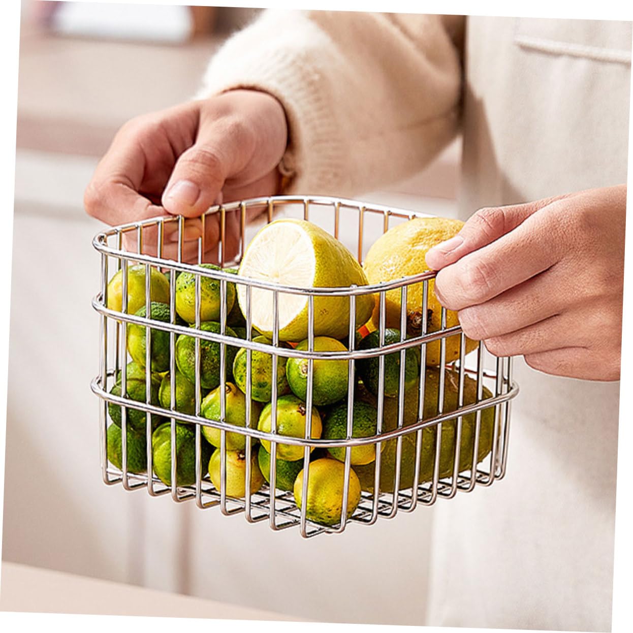 Cabilock 4 Cestas De Almacenamiento De Acero Inoxidable Cesta De Picnic Cesta De Almacenamiento De Alimentos Carrito De Almacenamiento Cesta De Cubiertos Cesta De Frutas Cesta De
