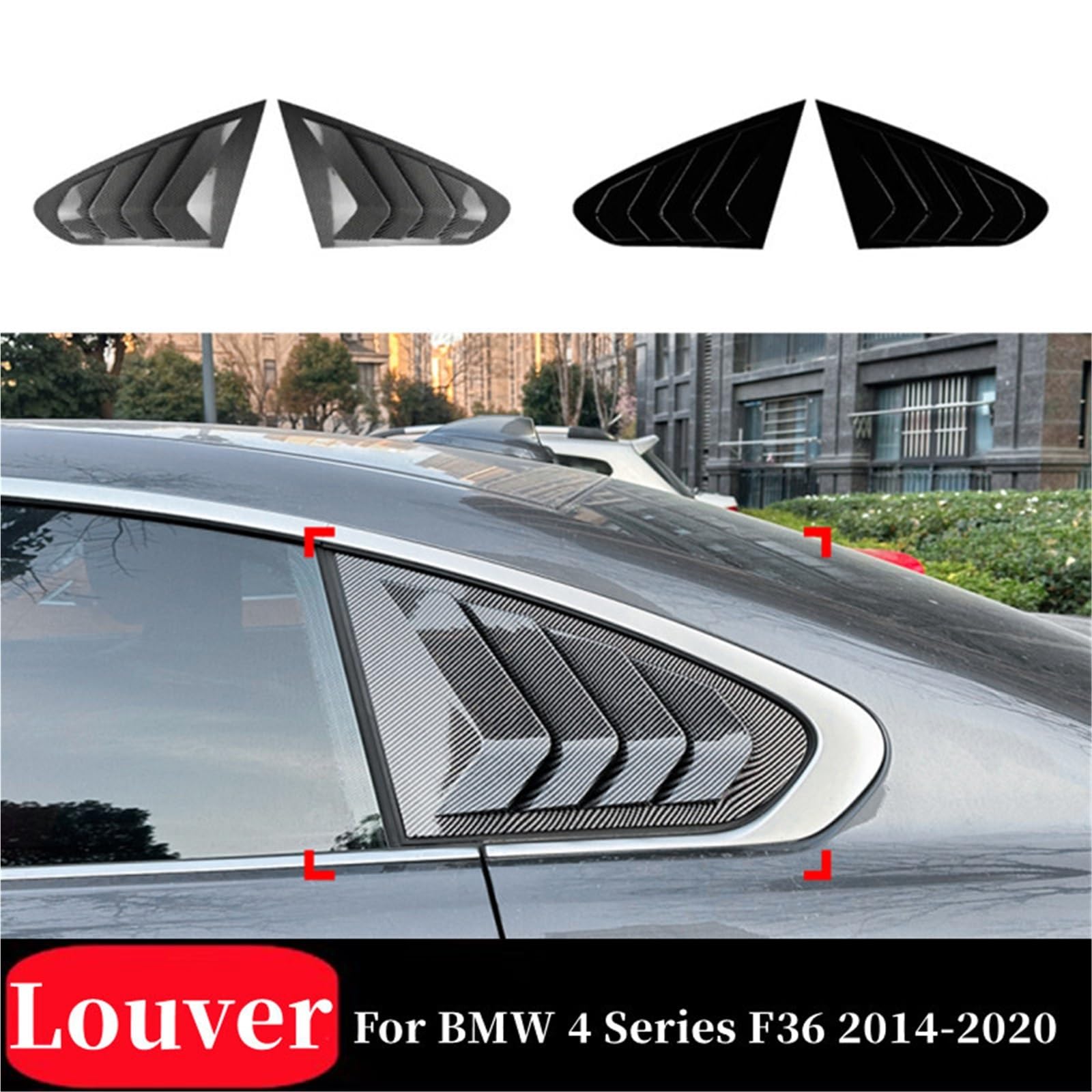 Pasuje do BMW serii 4 F36 2014-2020 Tylna szyba boczna kratka wentylacyjna żaluzja osłona żaluzji naklejka ozdobna akcesoria samochodowe(Glossy Black)