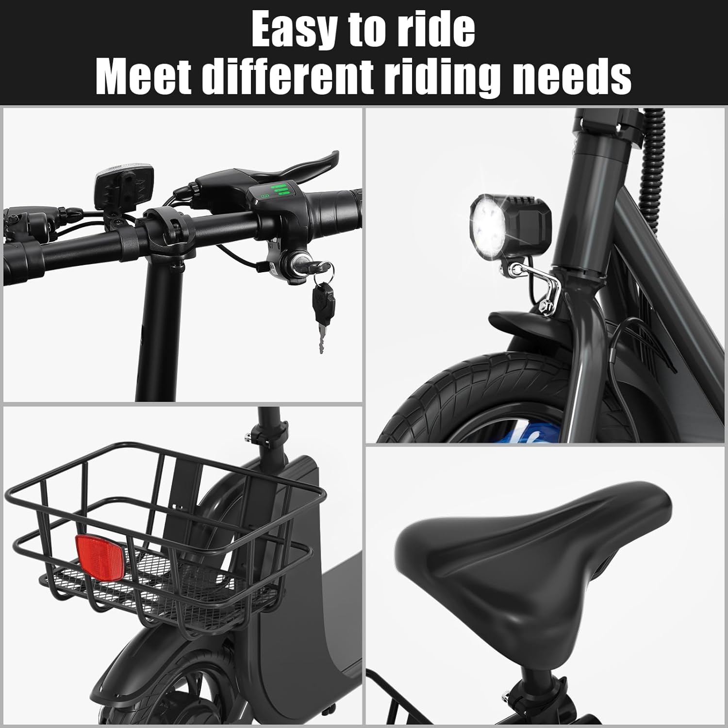 RIDWIND 450/850W Peak Motor Electric Scooter with Seat for Adults, 20 MPH, 25-Mile Range, 330 lbs Load Portable E Scooter with Seat for Commuting,Dog,Cargo,Dual Disk Brake, UL2272 Certificate