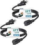 DEWENWILS Cord d'extension intérieur 6ft, 3 Câble d'extension étanche pour lumières et appareils d'intérieur, 16/3 SJTW, Noir, UL Inscrit