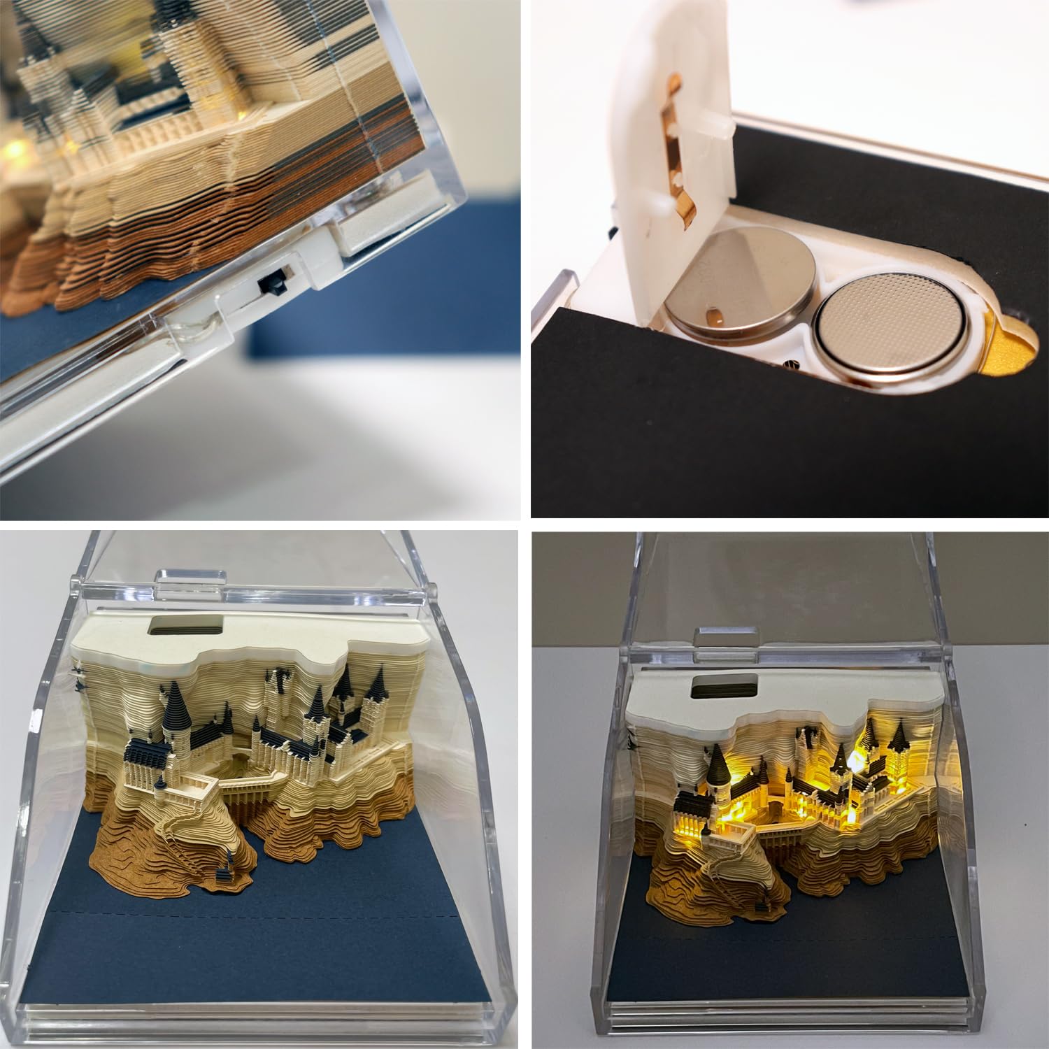 Blocco note 3D, non incollato, arte su carta 3D con scatola display trasparente, 9 x 9 x 5 cm, 150 fogli, centrotavola con modello di carta