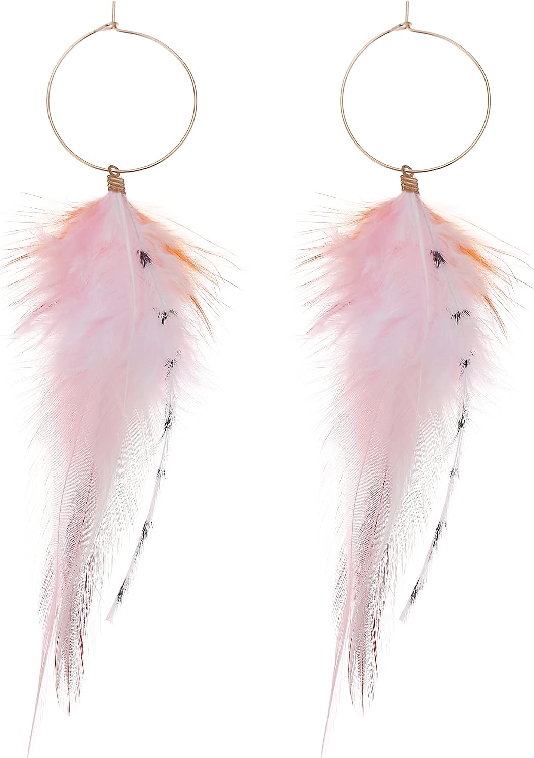 Winssigma Long Feather Earrings for Women Bohemian Dangle Earrings Lightweight Feather Statement Earrings Handmade Jewelry