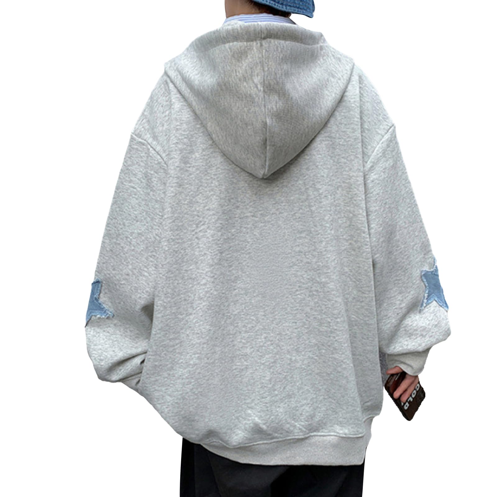 Karwuiio Felpa con cappuccio da donna Y2k con zip e grafica a stella, a maniche lunghe, stile hip hop, Harajuku, oversize