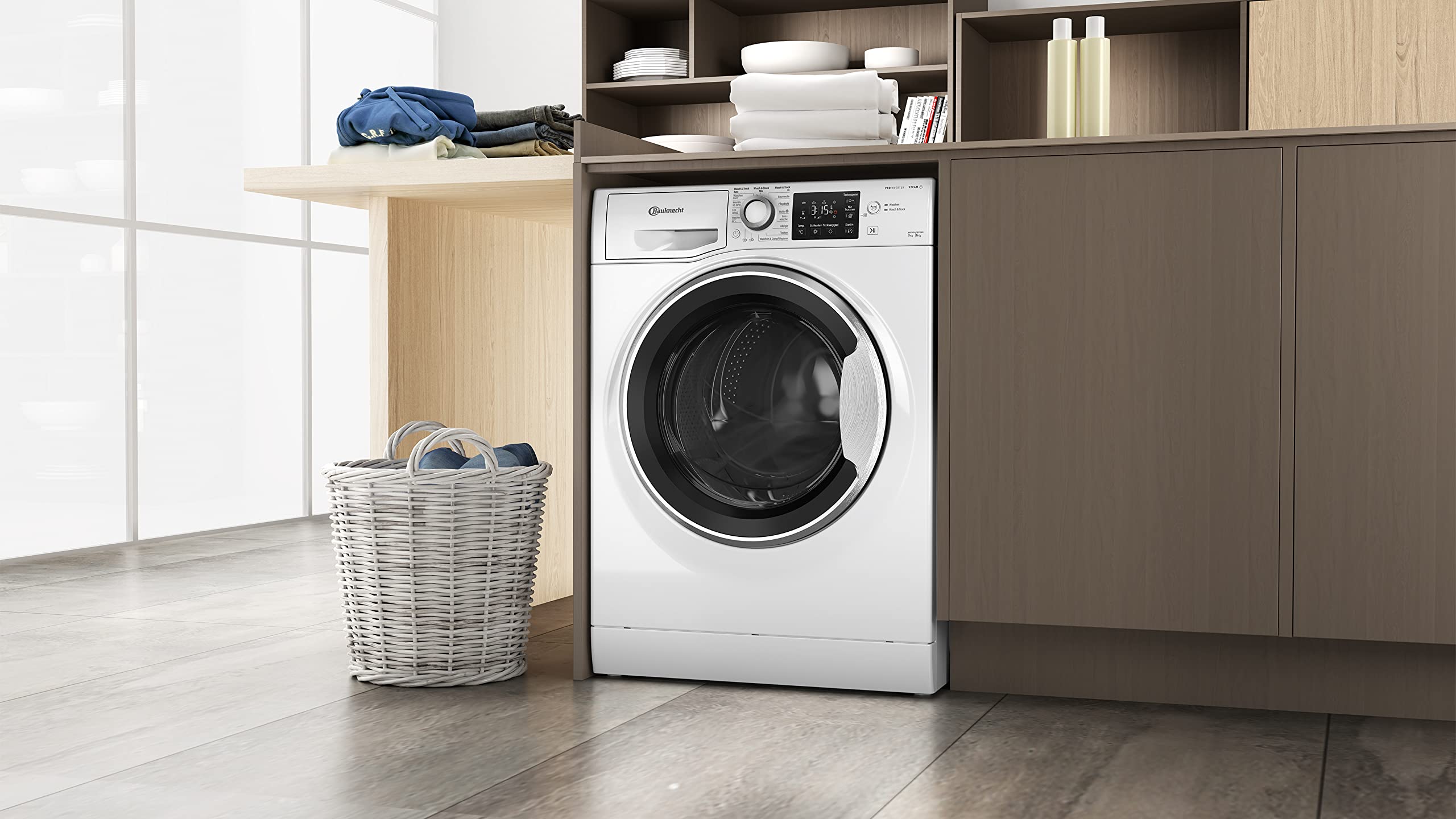 Bauknecht WATK Sense 96 41 N Waschtrockner 9/6 kg Waschen Trocknen Active Care Flecken 20° Dampf-Programm PRO-Inverter Motor Weiß