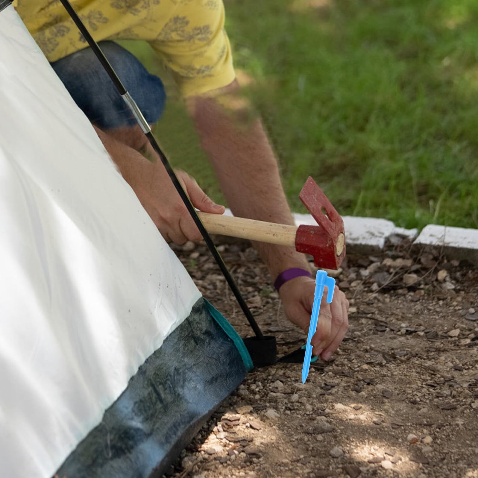 Piquets Ancres de Tente 100 Pièces en Plastique Bleu pour Camping