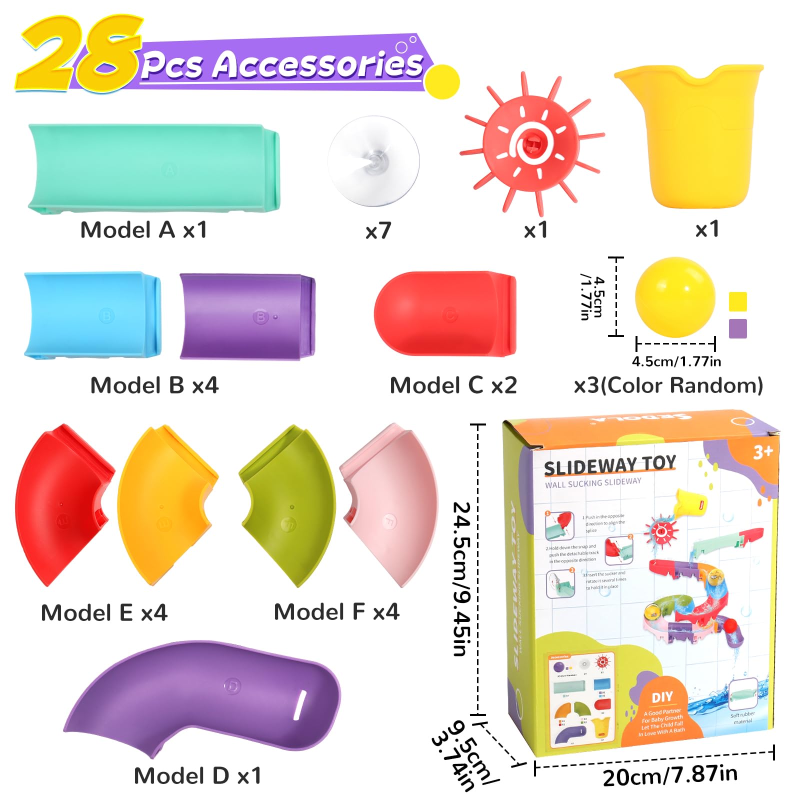 Juguetes de baño para niños de 1 a 3, 3 a 5 años, juguetes de baño para bricolaje resbaladizos, divertidos juguetes para baby shower, regalos de cumpleaños de Navidad para niños y niñas, hora 7