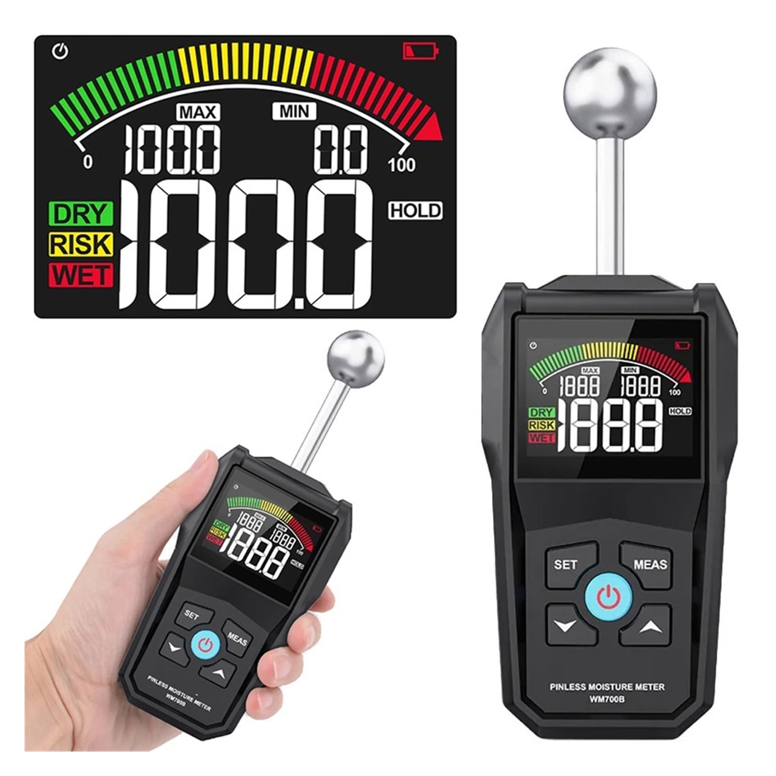 Medidor de humedad de madera digital, higrómetro, detector de humedad de madera sin o, alarma, comprobador de humedad no destructivo, detector de humedad Preciso