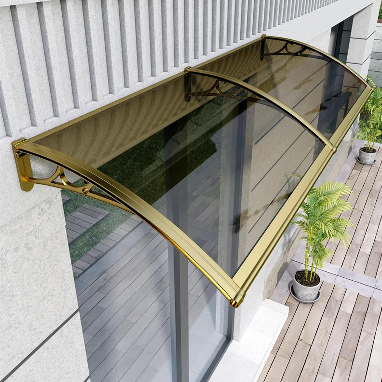 Auvent de porte d'entrée anti-UV avec couverture en polycarbonate solide pour porche