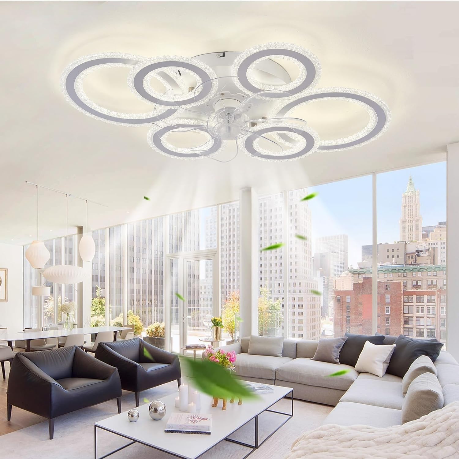 HXYSXHJUO Ceiling fan light Bedroom Design Dimmable Quiet Lamp with Fan Reversible 6-Speed Timer Light and Remote Control Φ 76cm (White)