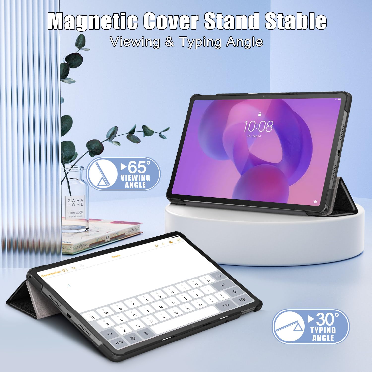 Funda Con Teclado Para Lenovo Idea Tab Pro 12.7" - Teclado QWERTZ Iluminado, Trackpad, Soporte Para Lápiz