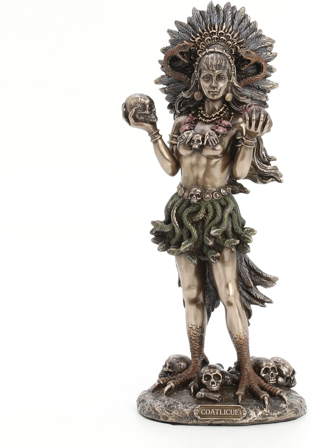 Veronese Design 9 7/8" Coatlicue Aztec Sperpant Skirt Goddess of Earth Cold Cast Resin Antique Bronze Finish Statue