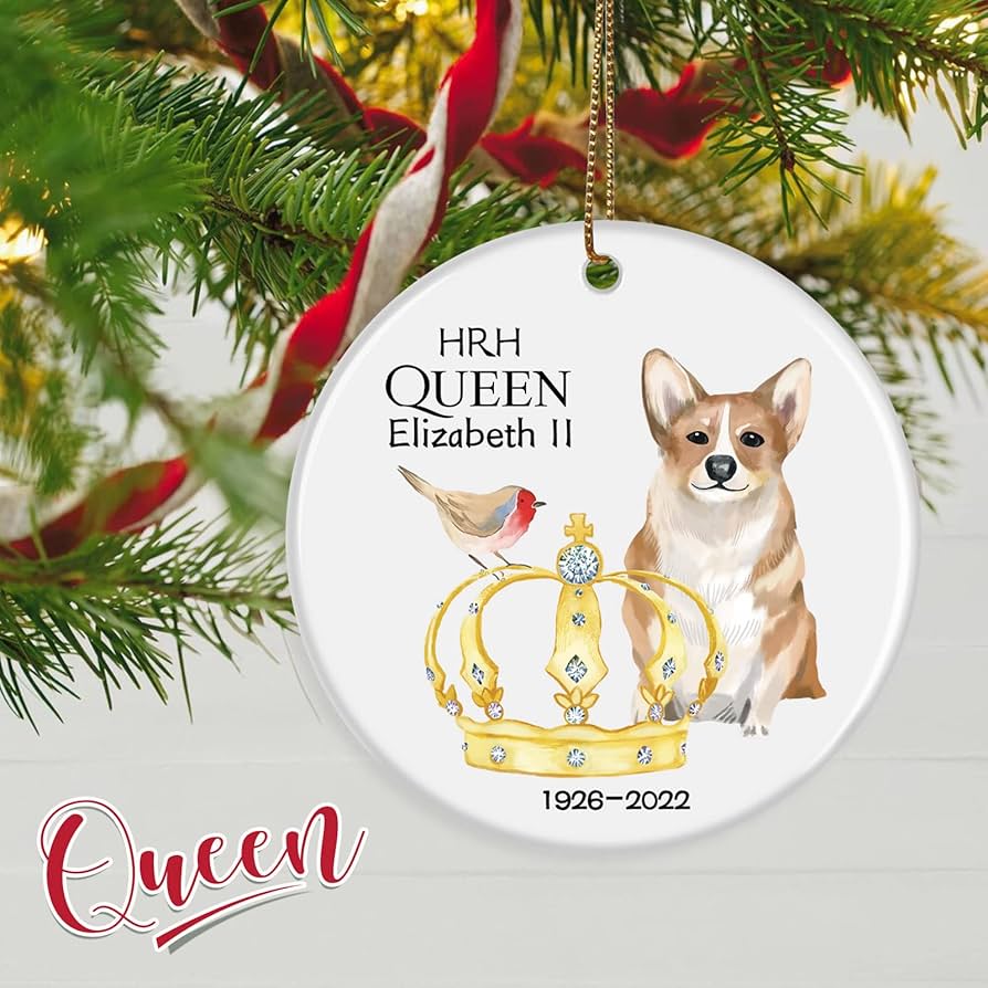 Queen elizabeth ii with corgi christmas ornament Clearance