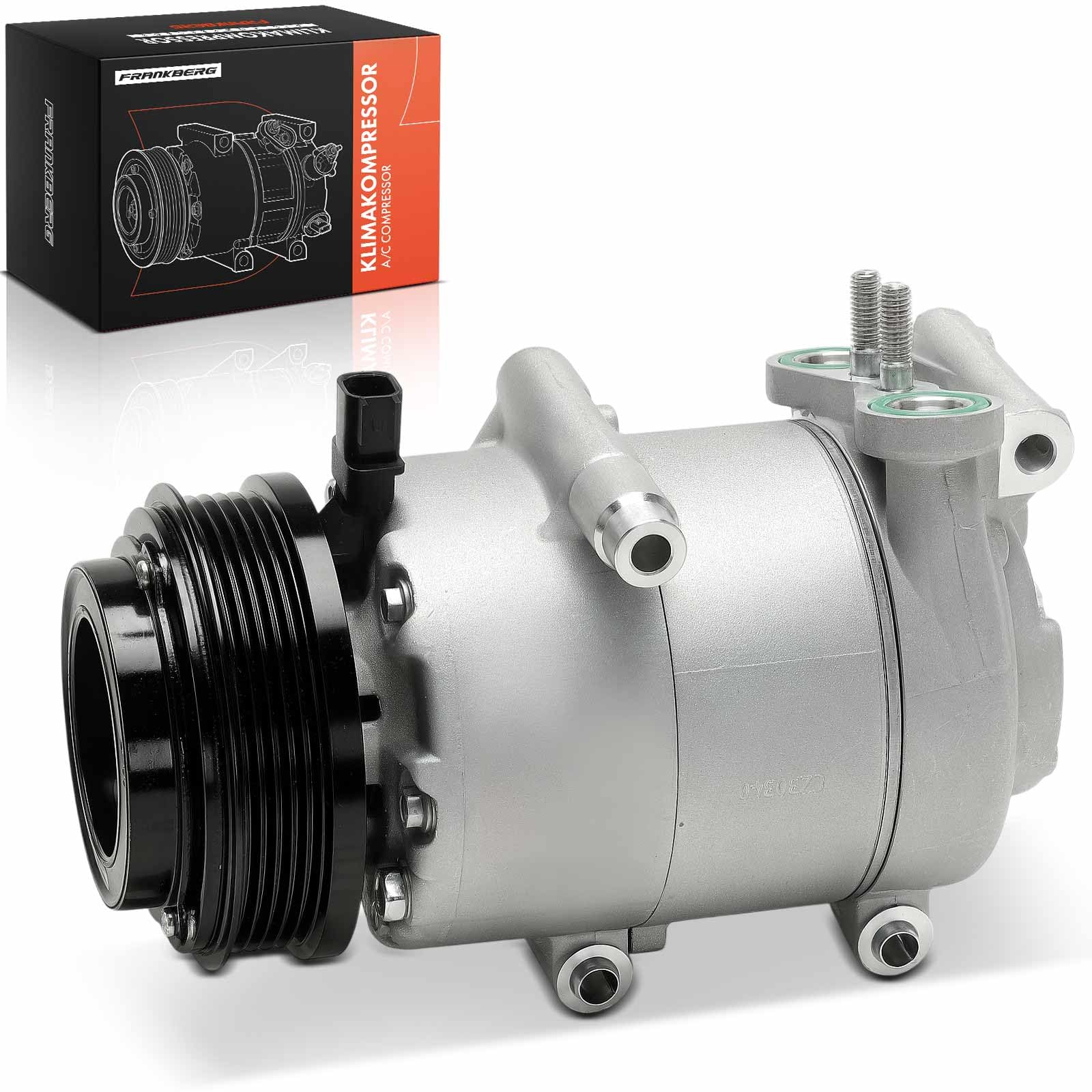 Frankberg Klimaanlagen Kompressor mit Kupplung Benzin Kompatibel mit Focus C-Max DM2 Focus II Focus II DA DP HCP DB DH FCH C-Max DM2 V50 545 C30 533 S40 II 544, inkl. Öl vorbereift