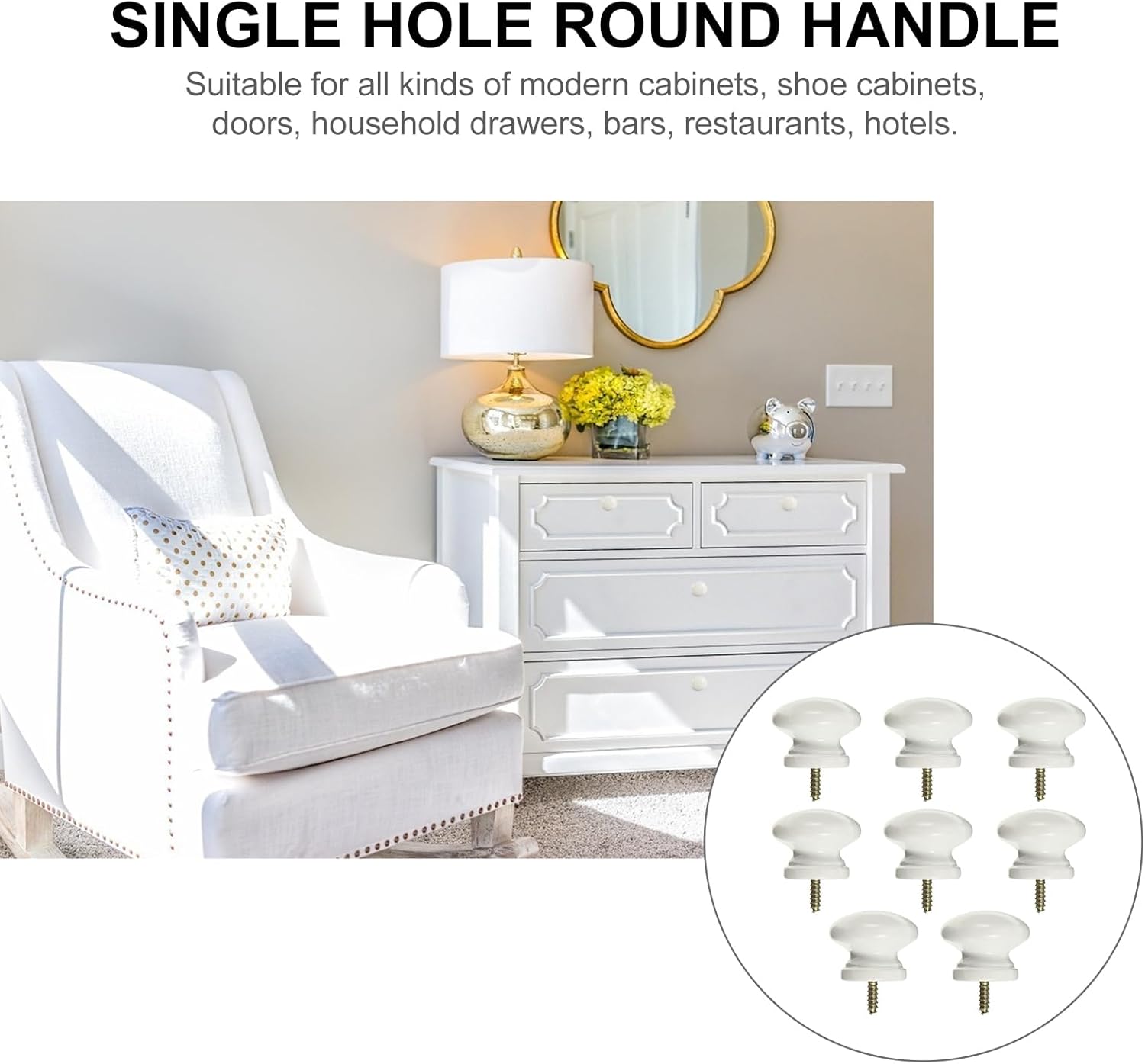 Uonlytech 8pcs Self-Tapping Solid Wood Handle Round Cabinet Knob Dresser Pulls Wood Knob Drawer Knobs Chinese Door Closet Dresser Mini Vanity Desk Handle for Doors Jewelry Box