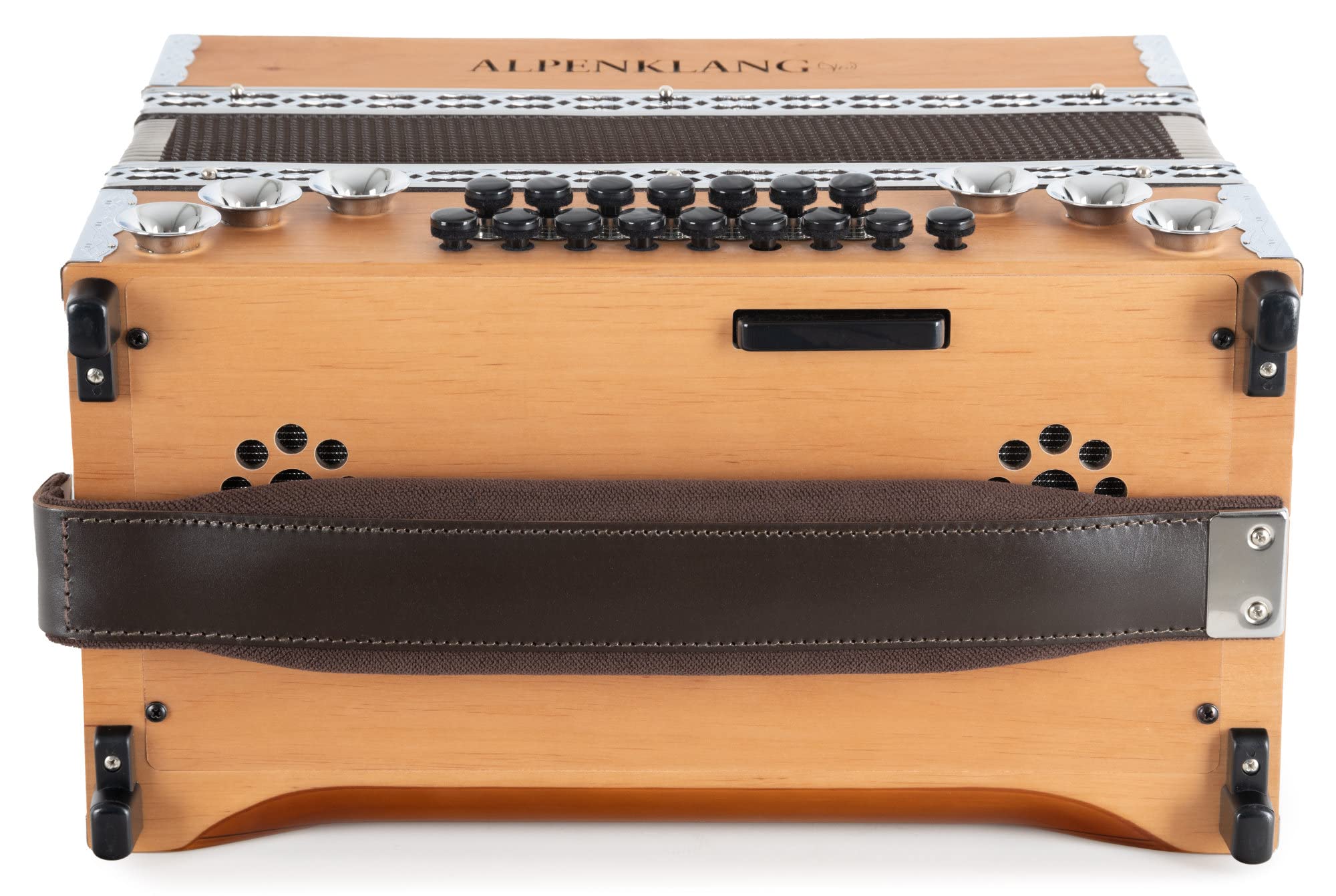 Alpenklang Pro Alpline 34 Eco Harmonika G-C-F-B MB - 46 boutons (4 rangées, 3 voix) - X-Bass découplé et H-Bass - Set incl. manuel Michlbauer avec CD - Hêtre