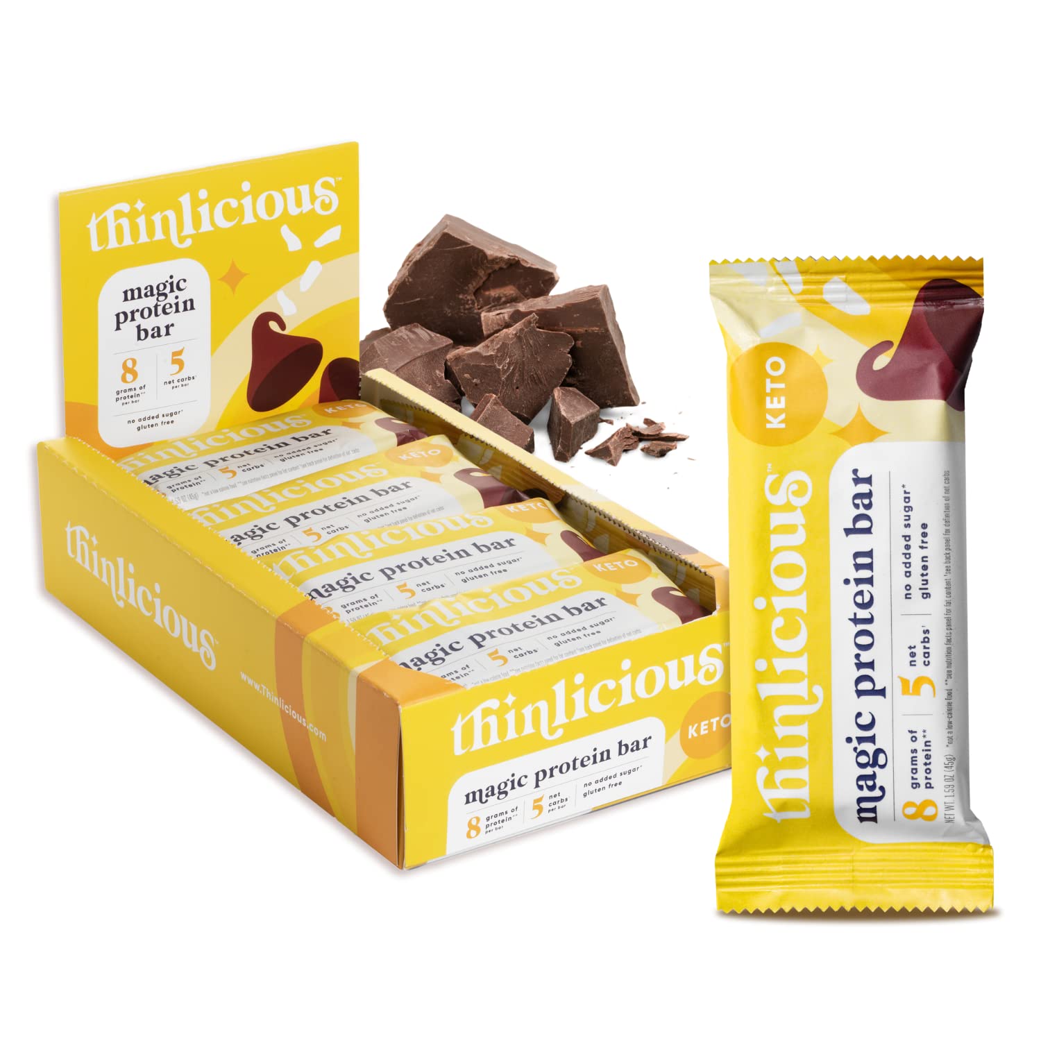 Thinlicious Magic Chocolate Keto Protein Bars Low Sugar